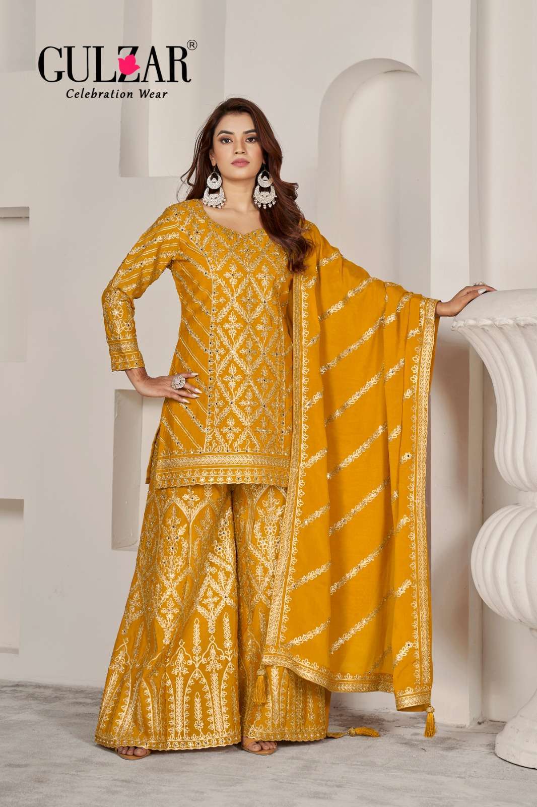 GULZAR GOTAKARI 2091 TO 2093 WEDDING WEAR DESIGNER PALAZOO DRESS LATEST CATALOGUE SUPPLIER 2024