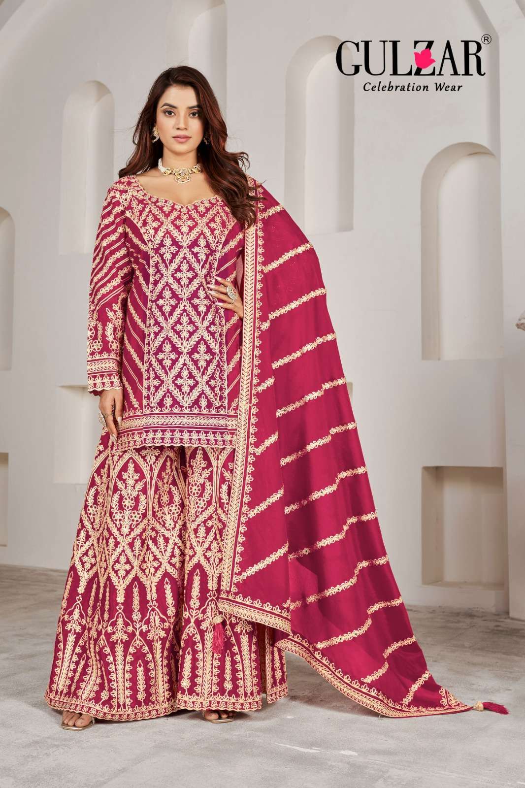 GULZAR GOTAKARI 2091 TO 2093 WEDDING WEAR DESIGNER PALAZOO DRESS LATEST CATALOGUE SUPPLIER 2024