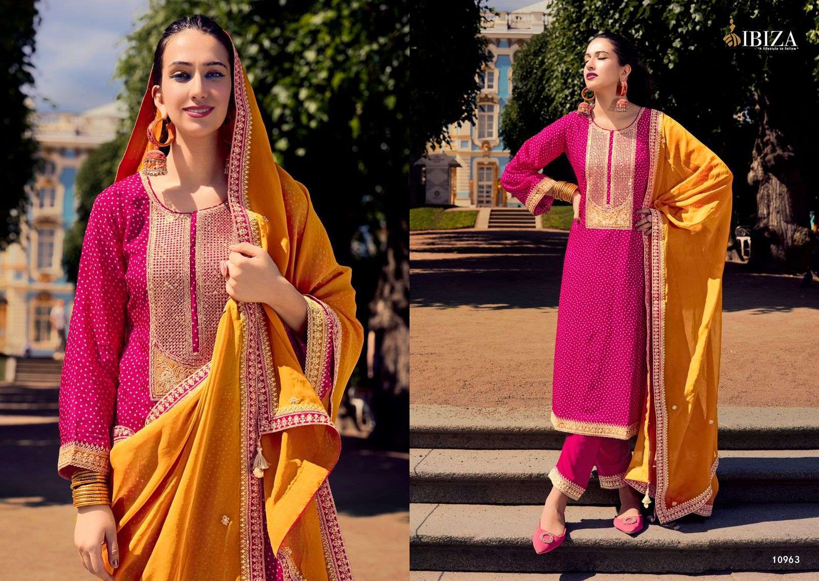IBIZA RANG BANDHEJ LATEST DESIGN RUSSAIN SILK SUIT CATALOGUE WHOLESALER IN SURAT 
