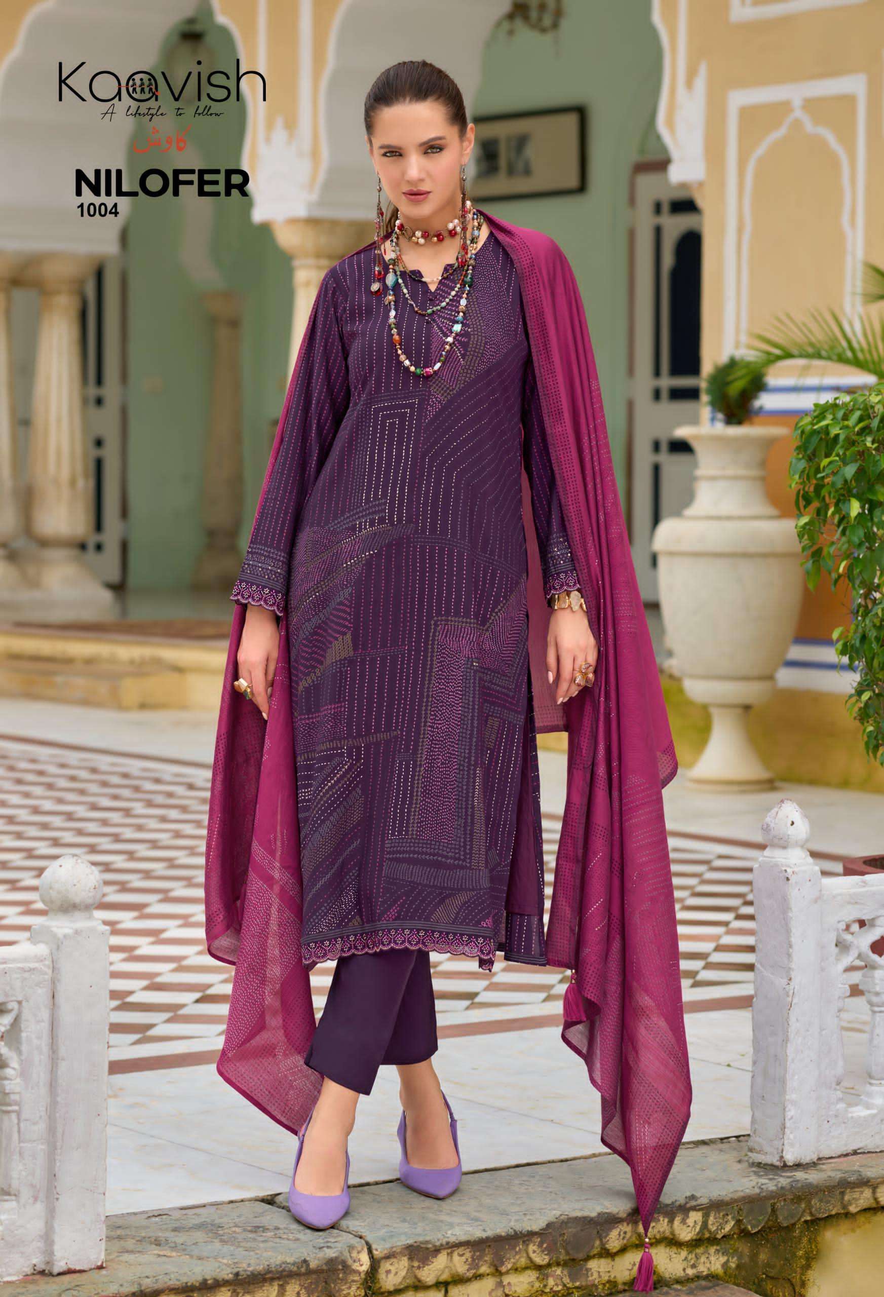 KAAVISH NILOFAR FANCY WORK MUSLIN DRESS CATALOGUE WHOLESALE PRICE SUPPLIER 