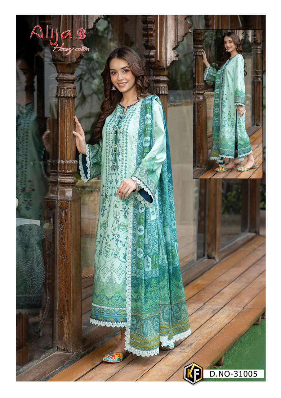 KEVAL FAB HAS LAUNCHED LATEST CATALOGUE ALIJA B VOL 31 COTTON PRINTED SUIT COLLECTION SUPPLIER IN SURAT 