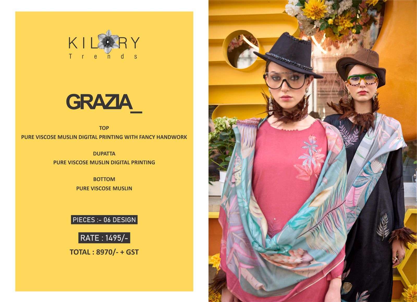 KILORY GRAZIA FANCY HADNWORK PURE BEMBERG MUSLIN DIGITAL SUIT WHOLESALE RATE EXPORTER 