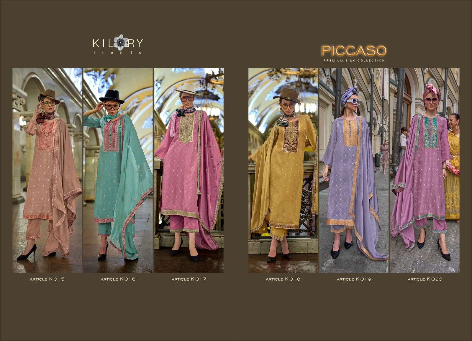KILORY PICCASO PURE WOVEN SIILK FANCY LADIES SUIT CATALOG EXPORTER BEST RATE 