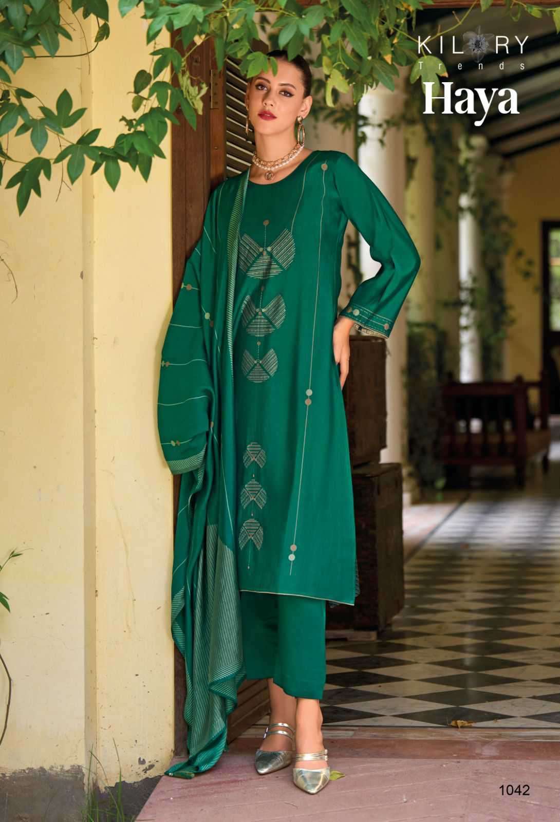 KILORY TRENDZ HAYA LATEST DESIGNS MUSLIN LADIES SUIT CATALOG EXPORTER 2024