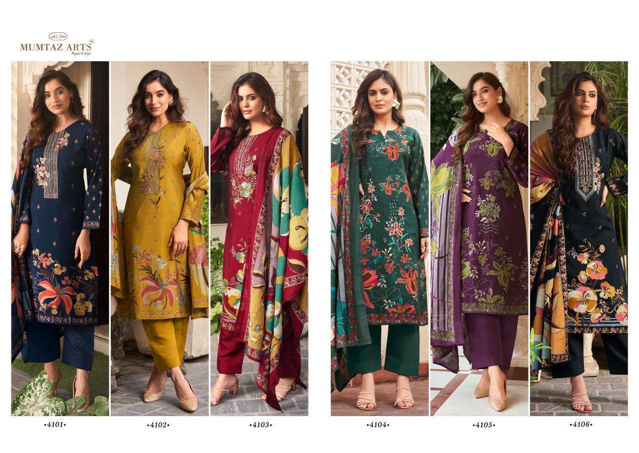 MUMTAZ ARTS MANNAT MUSLIN LADIES SUIT CATALOGUE WHOLESALE PRICE DEALER 
