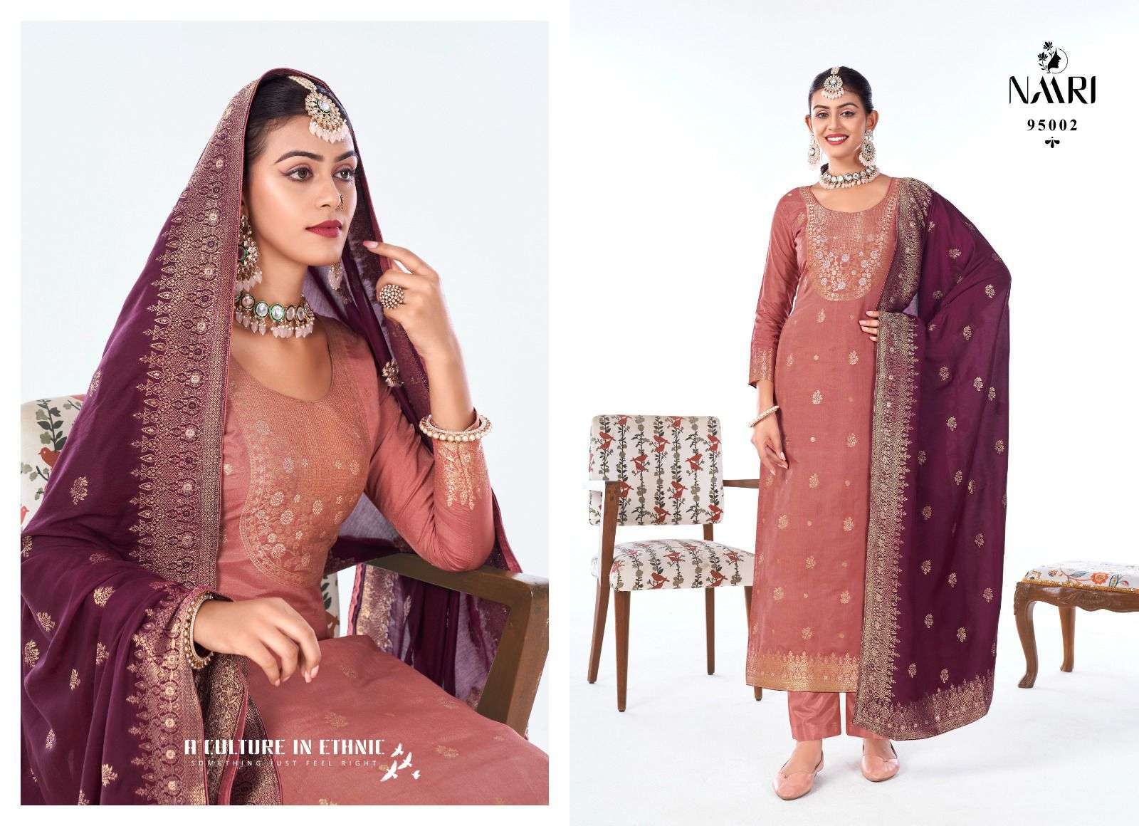 NAARI BENZ VOL 4 LATEST DESIGNES MUSLIN JACQUARD SUIT CATALOG EXPORTER 2024
