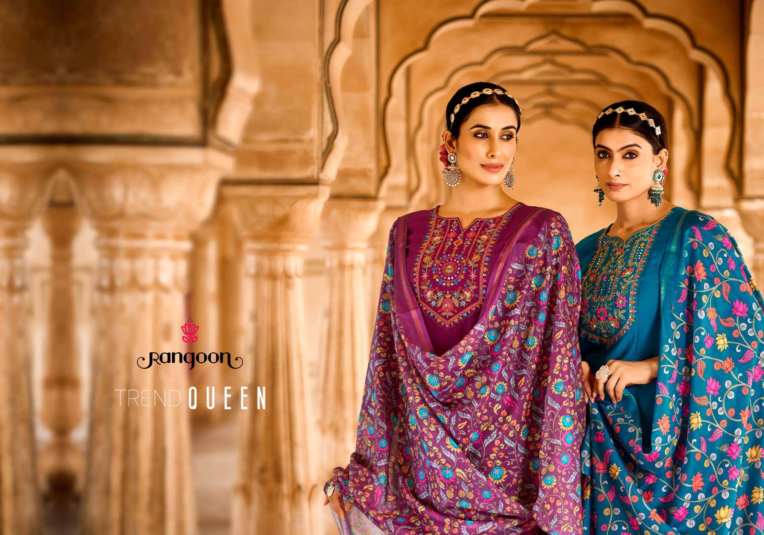 RANGOON KAVERI FESTIVE WEAR KURTI BOTTOM WITH DUPATTA LATEST CATALOGUE 2024
