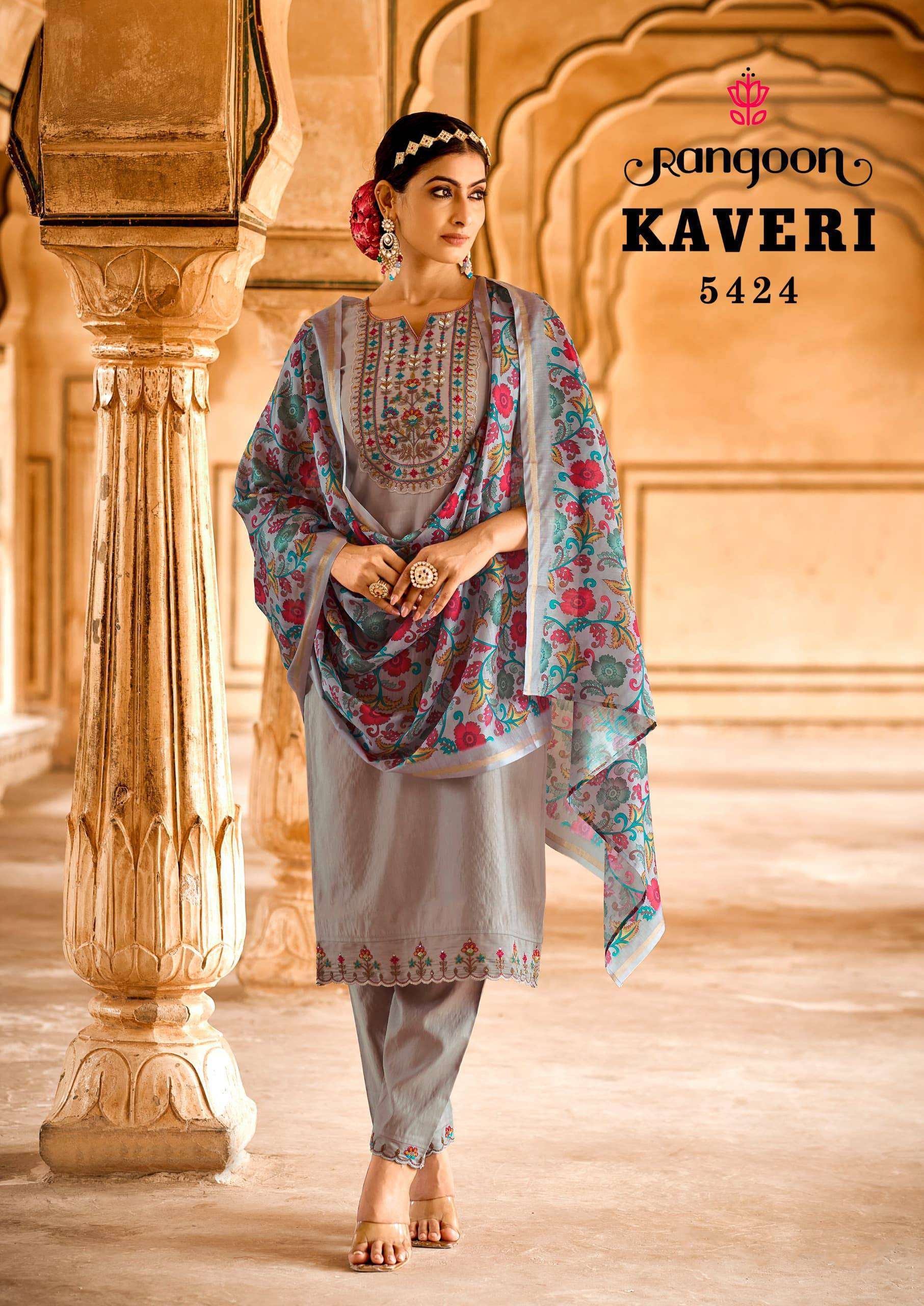 RANGOON KAVERI FESTIVE WEAR KURTI BOTTOM WITH DUPATTA LATEST CATALOGUE 2024