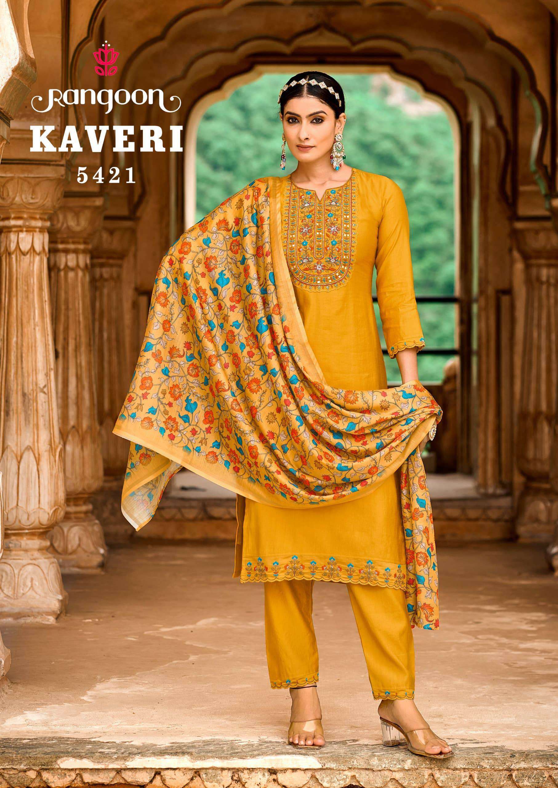 RANGOON KAVERI FESTIVE WEAR KURTI BOTTOM WITH DUPATTA LATEST CATALOGUE 2024