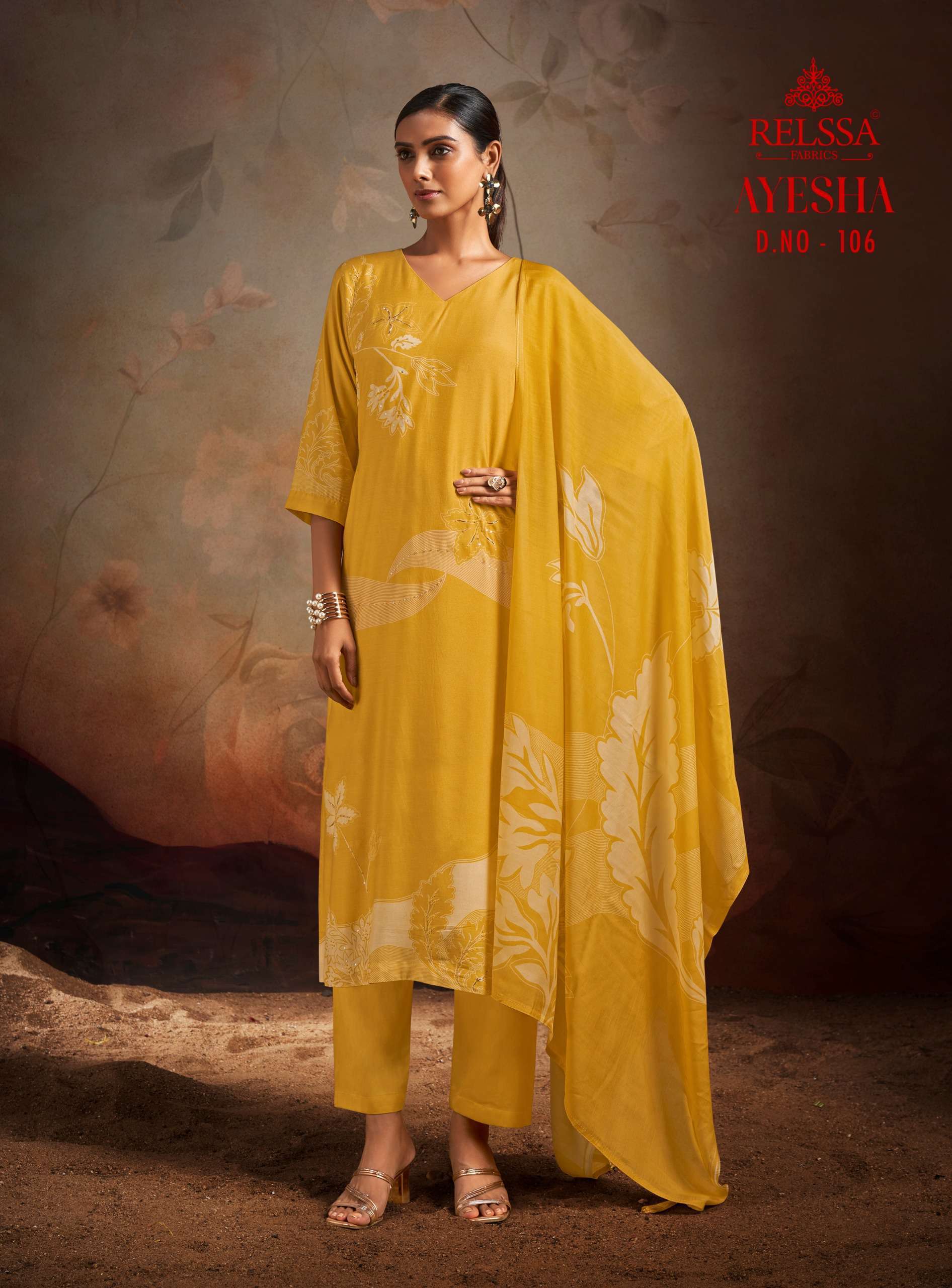 RELSSA AYESHA DIGITAL PRINTS FANCY MUSLIN LADIES SUIT CATALOGUE WHOLESALE RATE SURAT 2024