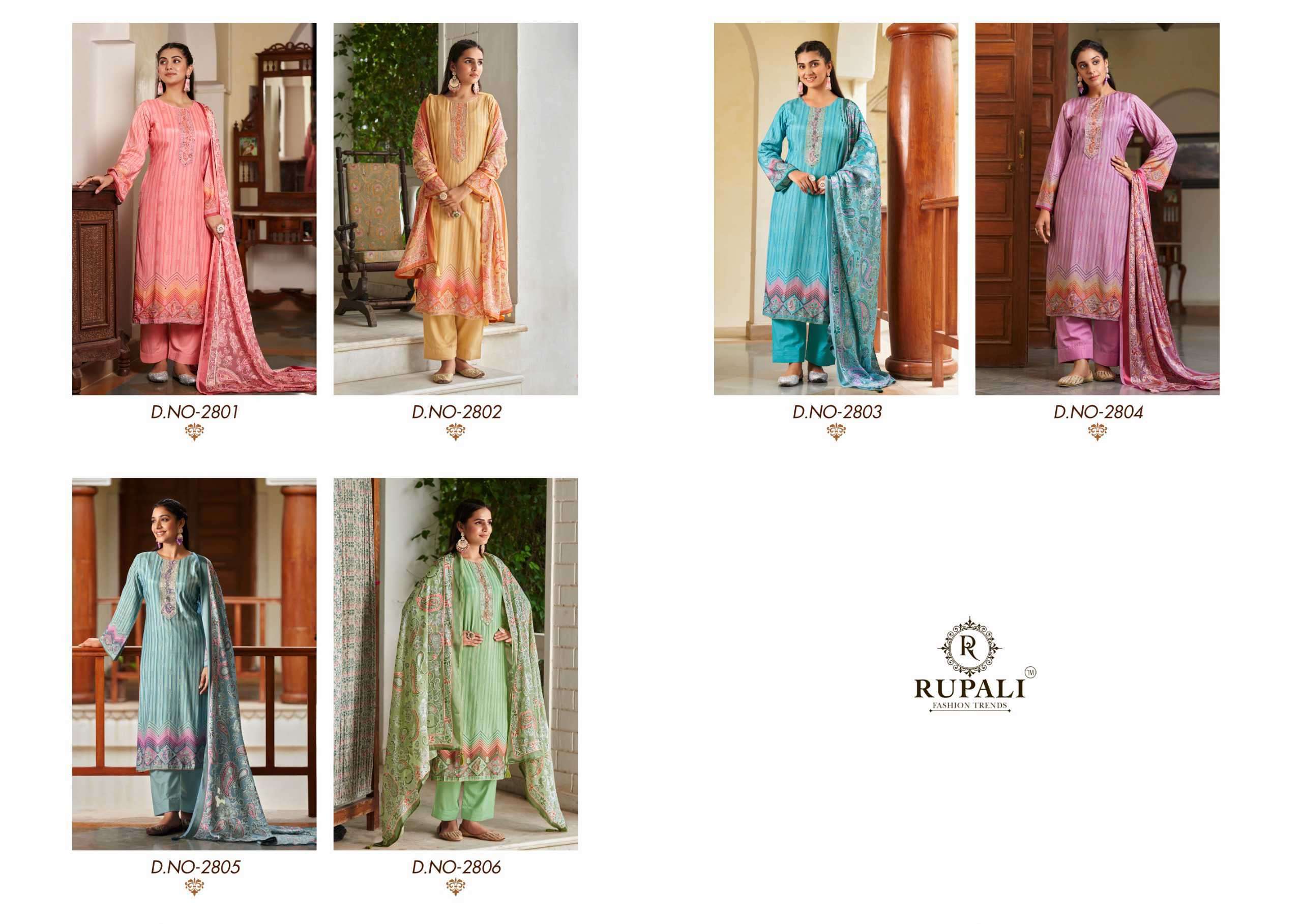 RUPALI FASHION AAEENA PURE VISCOSE MUSLIN LADIES SUIT CATALOGUE WHOLESALE RATE 
