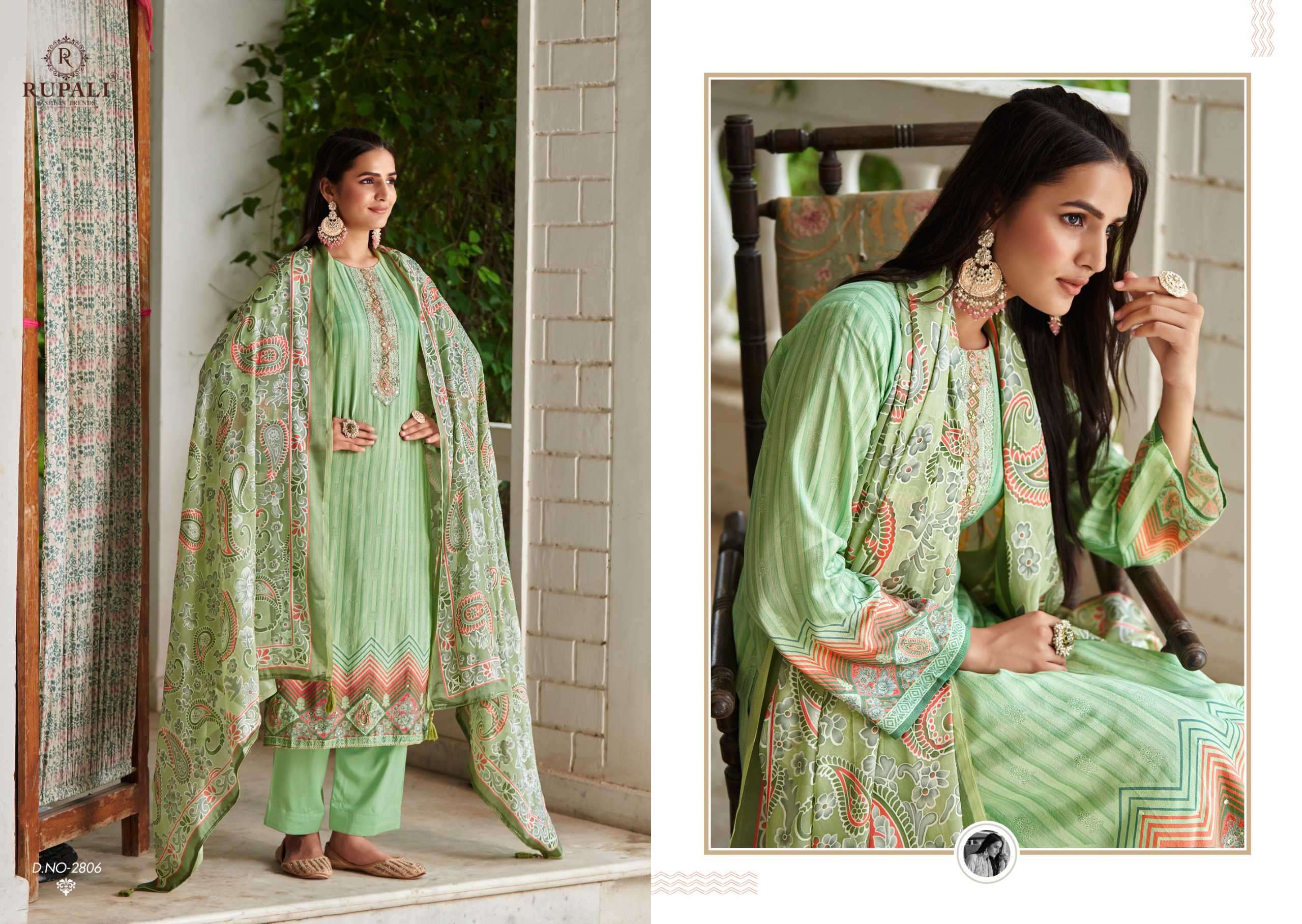 RUPALI FASHION AAEENA PURE VISCOSE MUSLIN LADIES SUIT CATALOGUE WHOLESALE RATE 