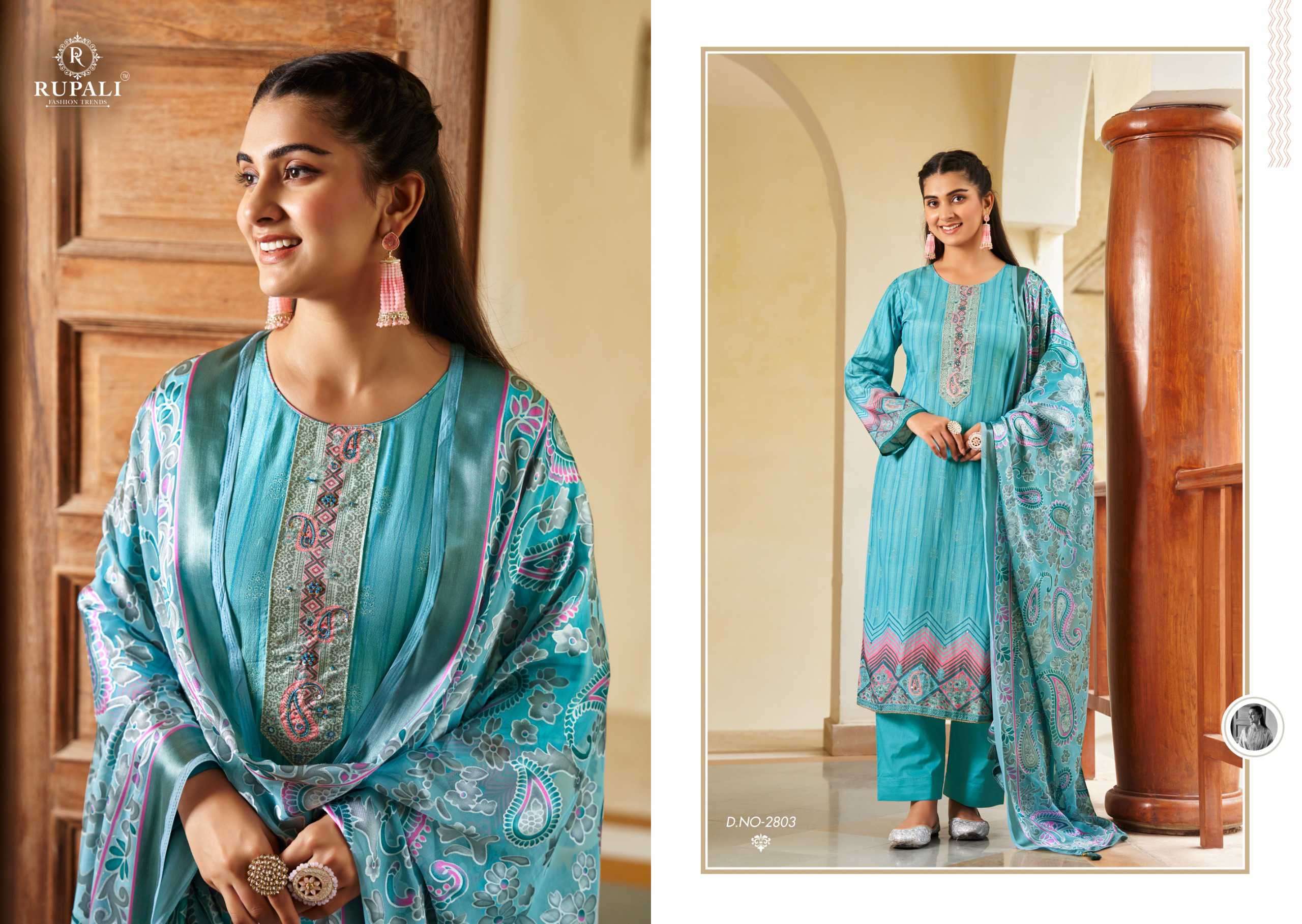 RUPALI FASHION AAEENA PURE VISCOSE MUSLIN LADIES SUIT CATALOGUE WHOLESALE RATE 