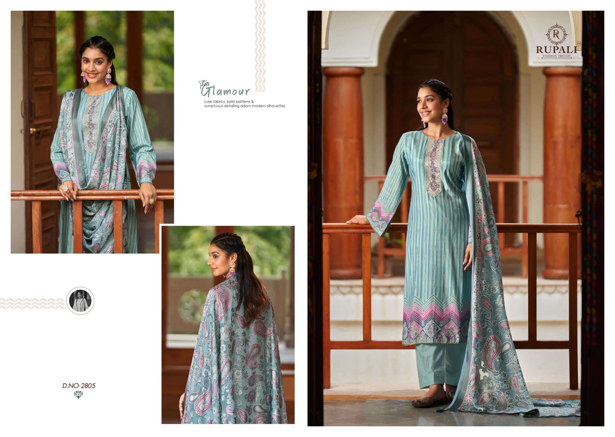 RUPALI FASHION AAEENA PURE VISCOSE MUSLIN LADIES SUIT CATALOGUE WHOLESALE RATE 