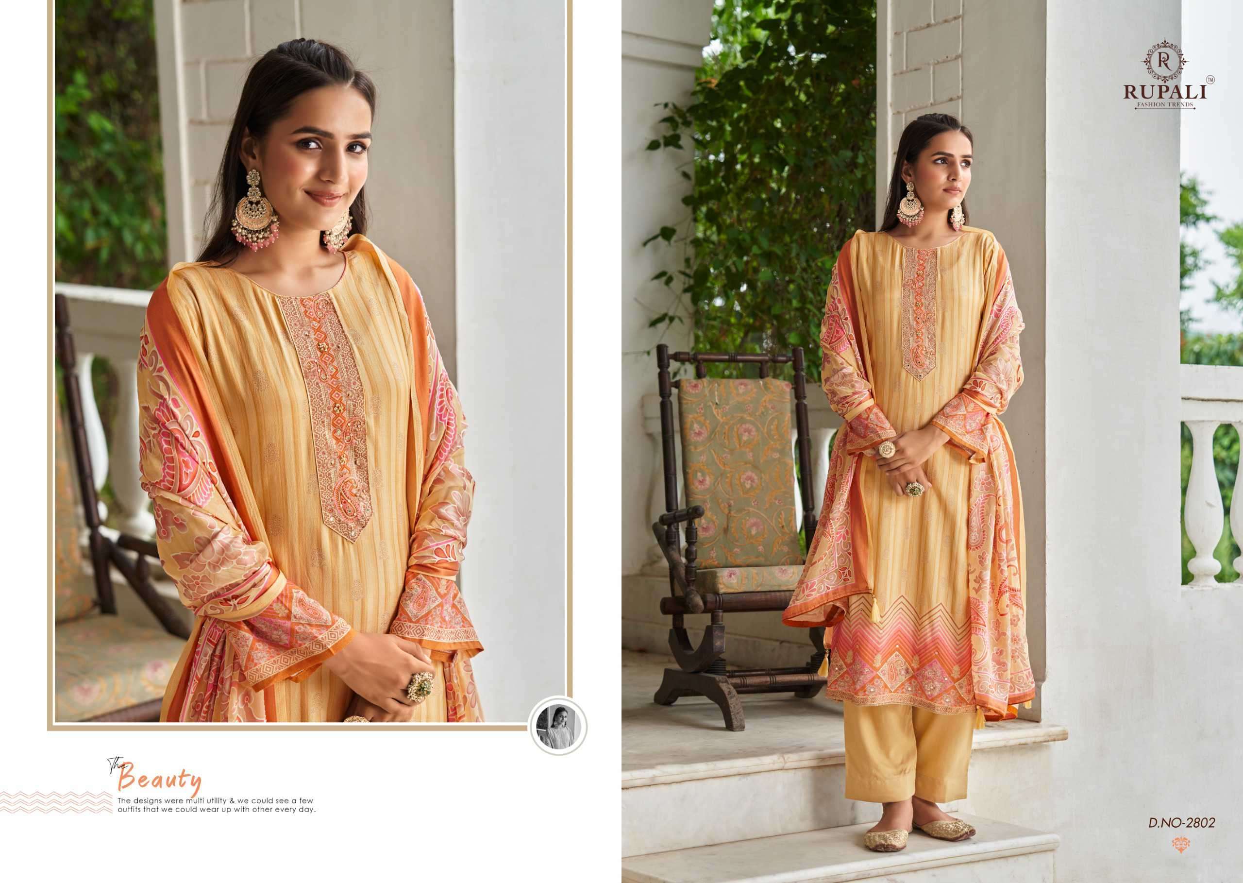 RUPALI FASHION AAEENA PURE VISCOSE MUSLIN LADIES SUIT CATALOGUE WHOLESALE RATE 