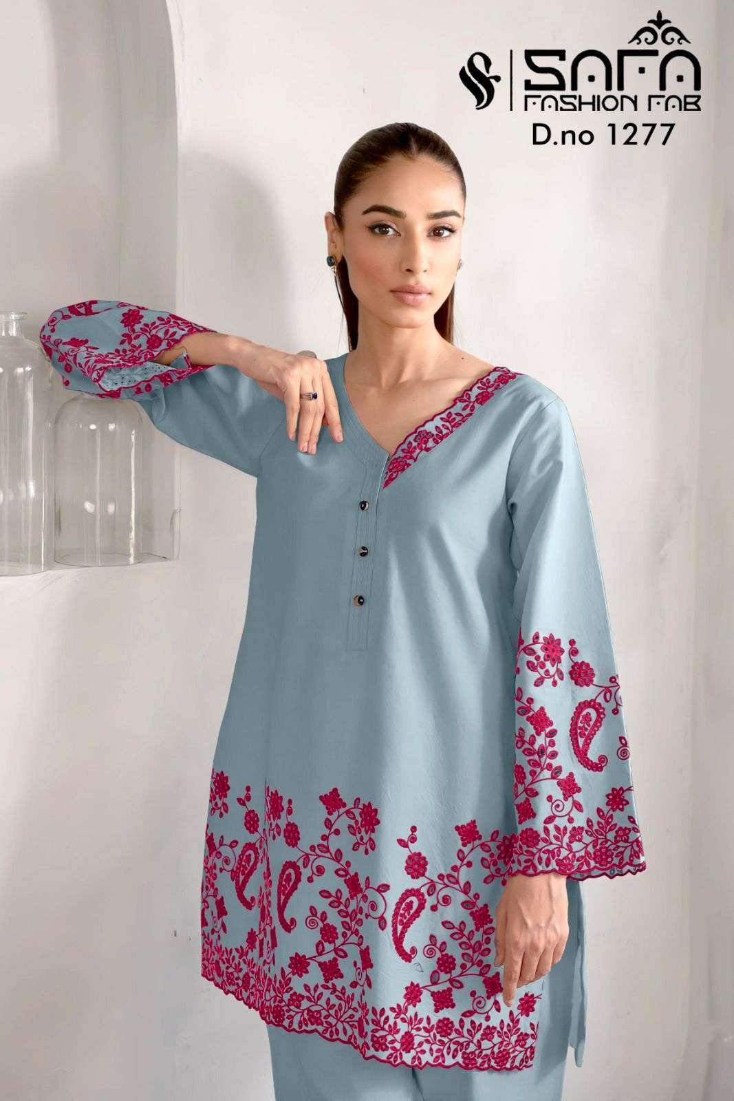 SAFA FASHION FAB 1277 PAKISTANI TOP BOTTOM WITH DUPATTA LATEST CATALOGUE 2024