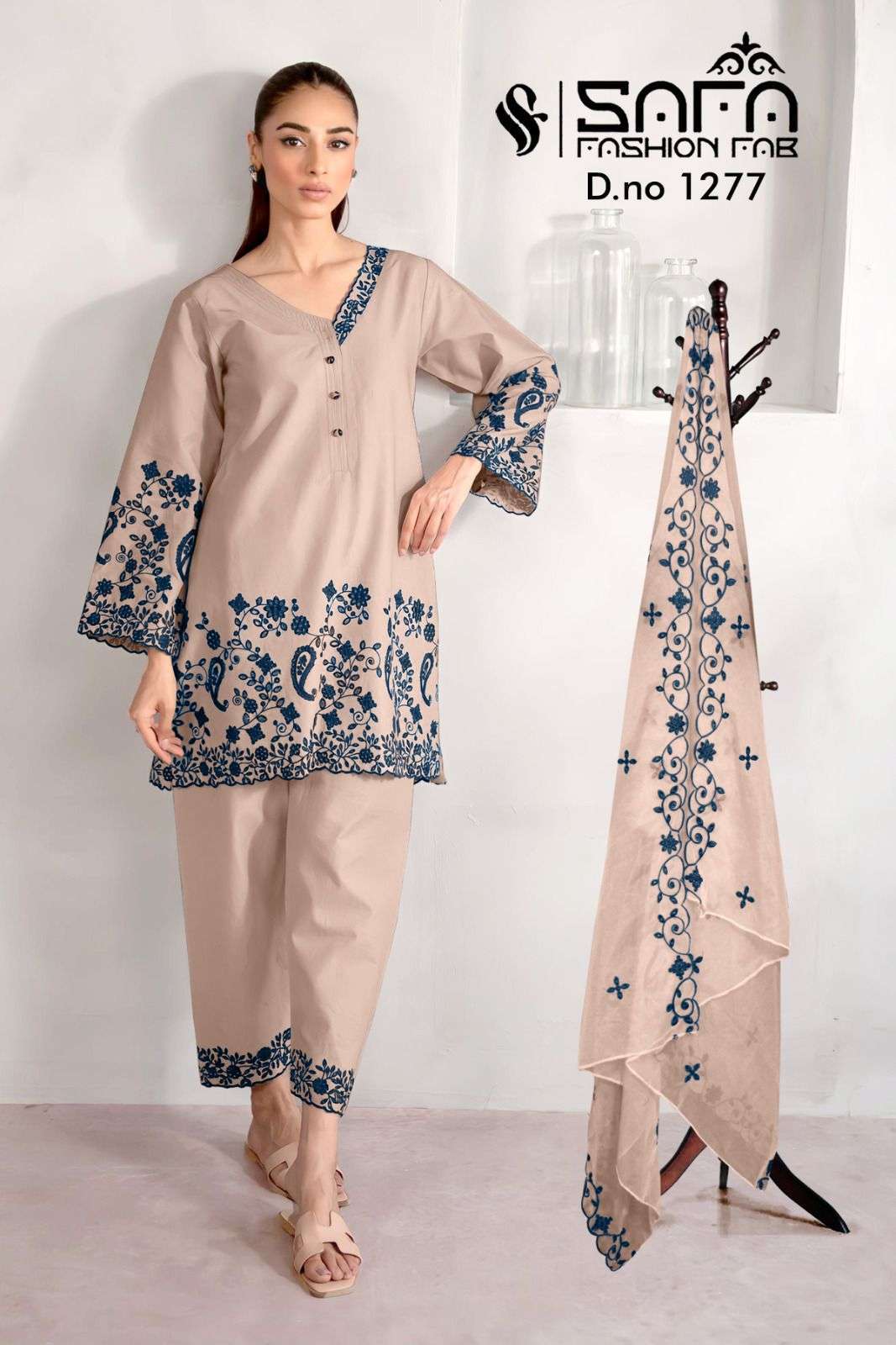 SAFA FASHION FAB 1277 PAKISTANI TOP BOTTOM WITH DUPATTA LATEST CATALOGUE 2024