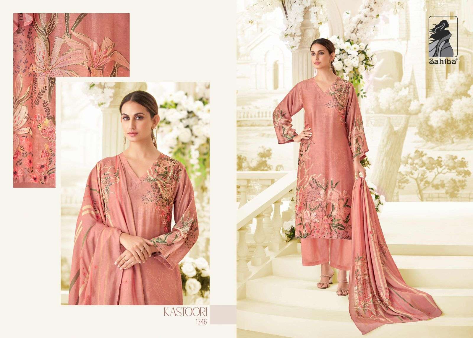 SAHIBA KASTOORI MUSLIN SILK SUIT CATALOGUE WHOLESALE PRICE DEALER 