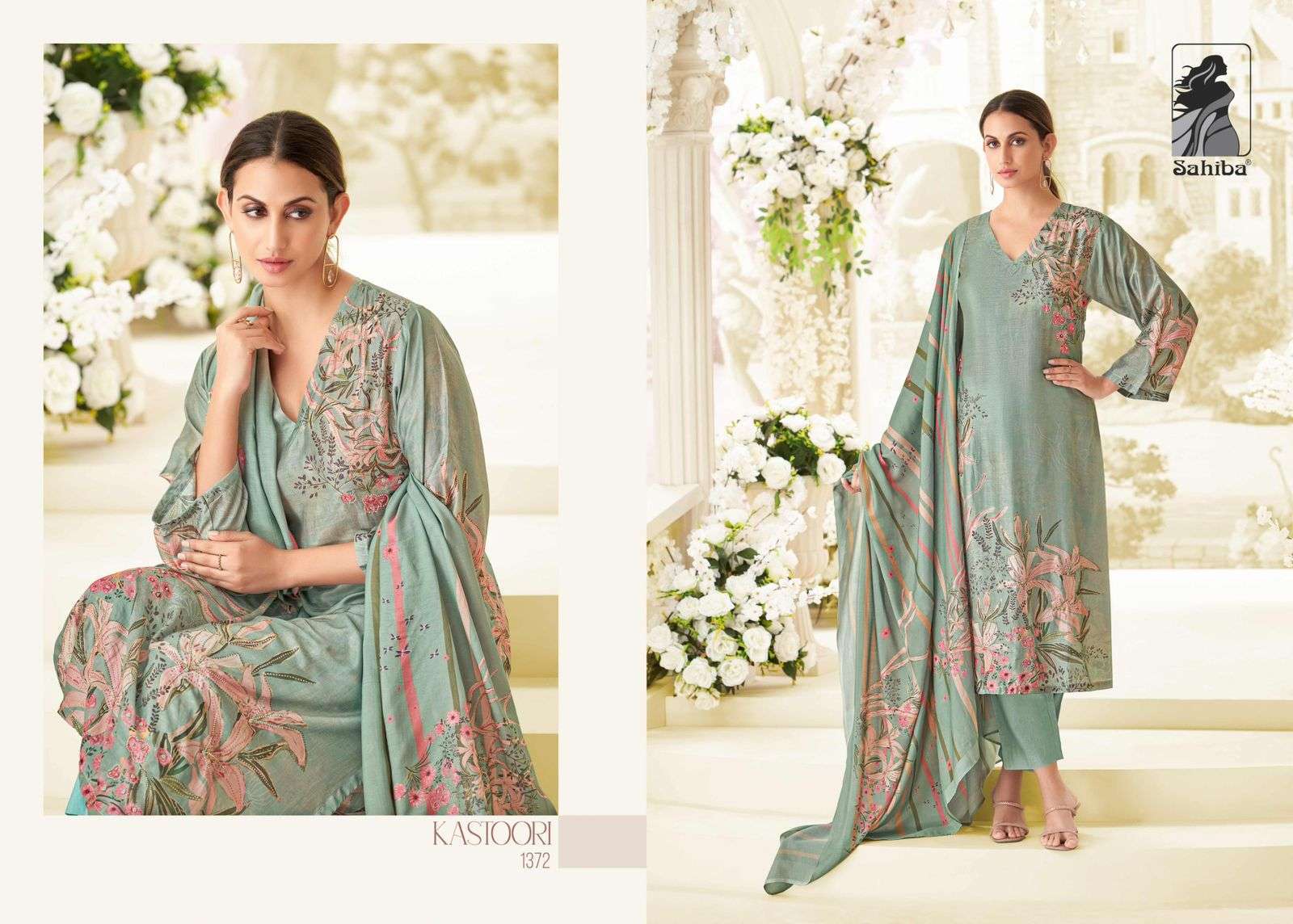 SAHIBA KASTOORI MUSLIN SILK SUIT CATALOGUE WHOLESALE PRICE DEALER 
