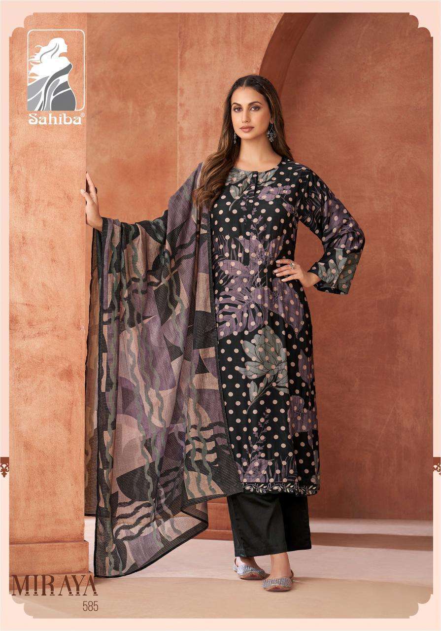 SAHIBA MIRAYA DESIGNER PRINT MUSLIN SUIT CATALOGUE WHOLESALE PRICE 