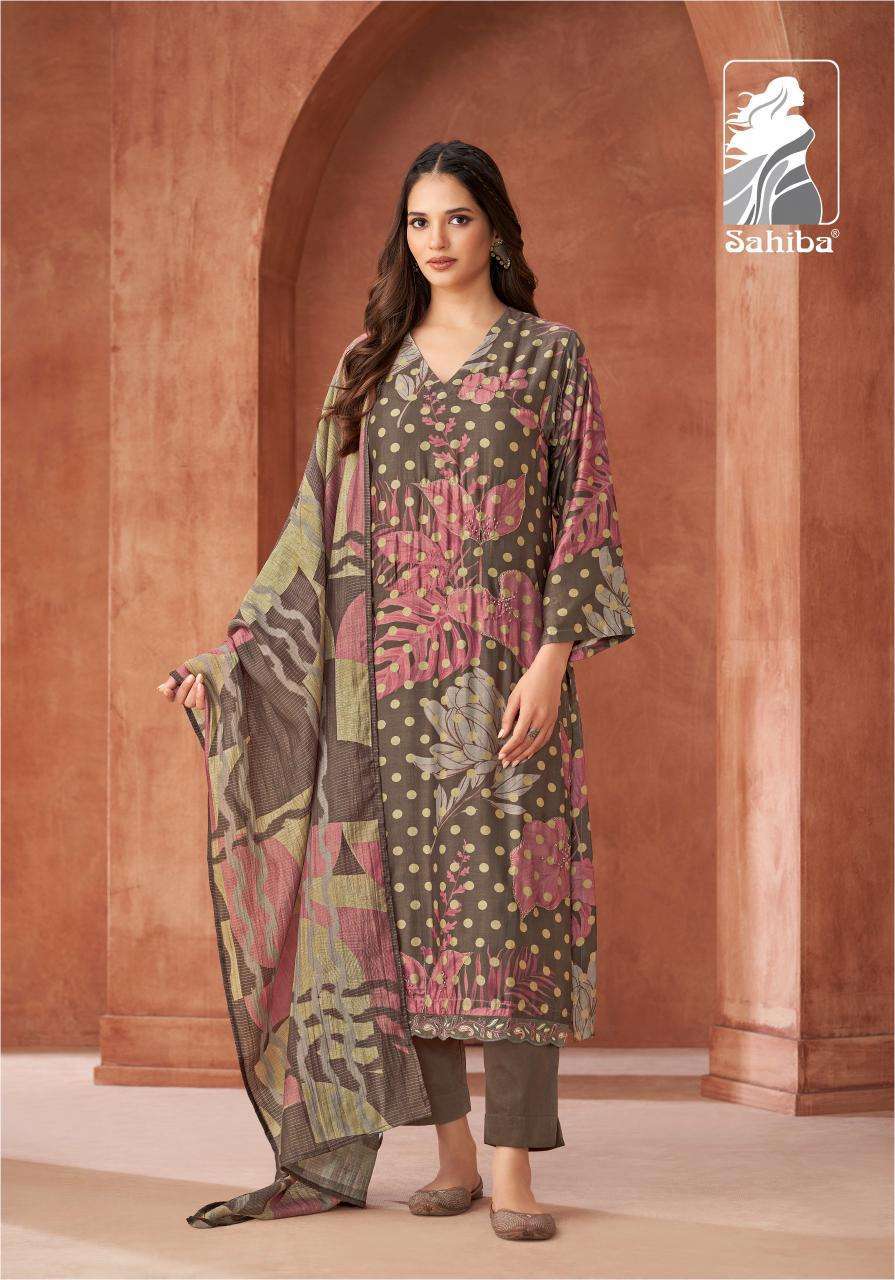 SAHIBA MIRAYA DESIGNER PRINT MUSLIN SUIT CATALOGUE WHOLESALE PRICE 