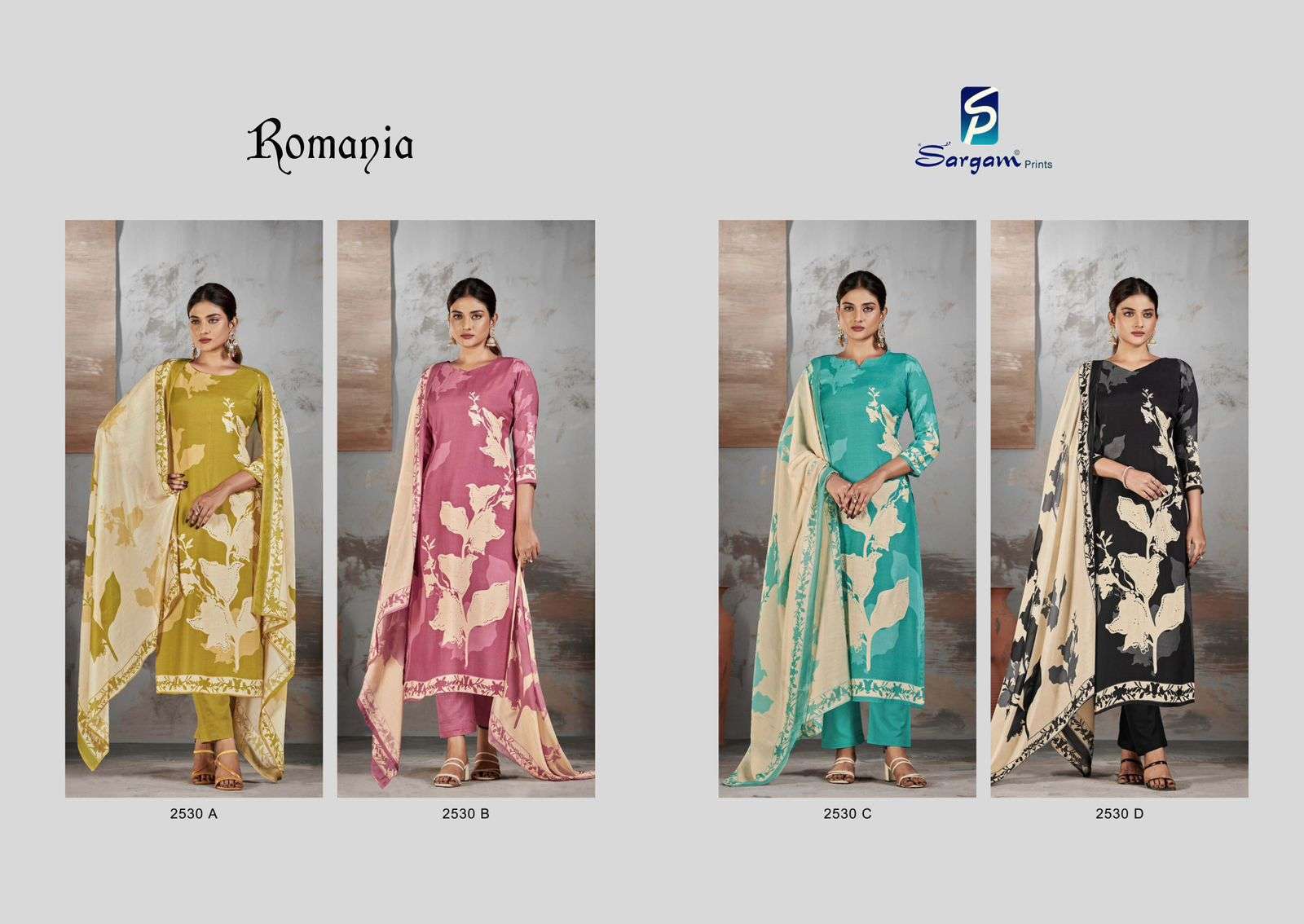 SARGAM ROMANIA FANCY WORK MUSLIN LADIES SUIT CATALOG WHOLESALER IN SURAT 2024