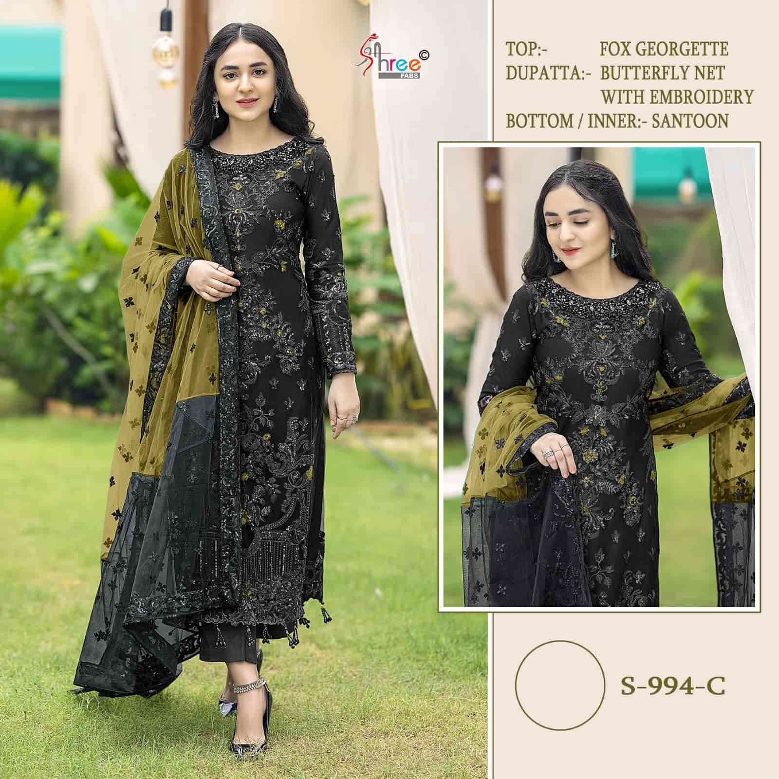 SHREE FAB S 994 COLORS PAKISTANI DESIGNER STYLE EMBROIDERD SUIT WHOLESALER 2024
