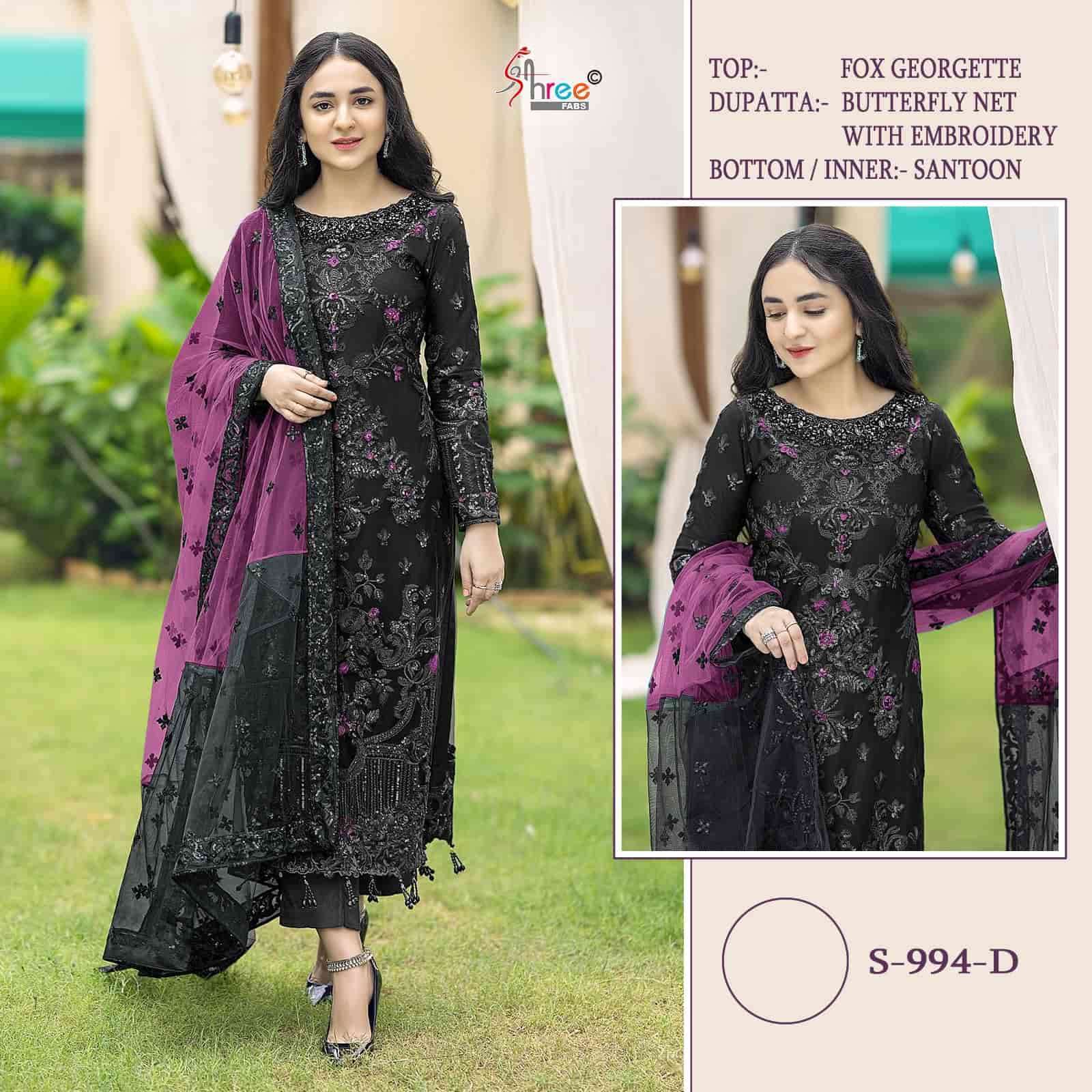 SHREE FAB S 994 COLORS PAKISTANI DESIGNER STYLE EMBROIDERD SUIT WHOLESALER 2024