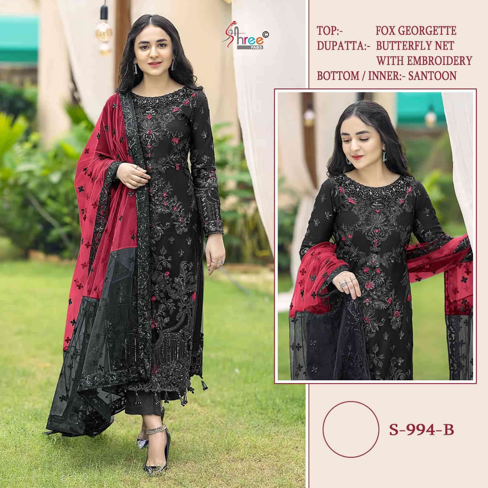 SHREE FAB S 994 COLORS PAKISTANI DESIGNER STYLE EMBROIDERD SUIT WHOLESALER 2024