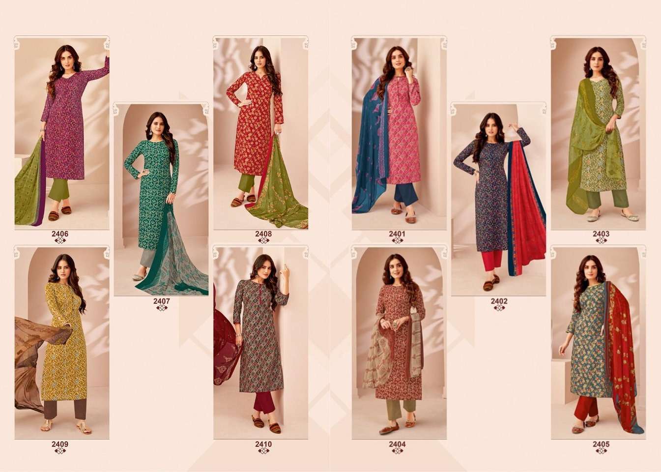 SURYAJYOTI SUHANA VOL 24 PRINTED COTTON SUIT CATALOG EXPORTER 