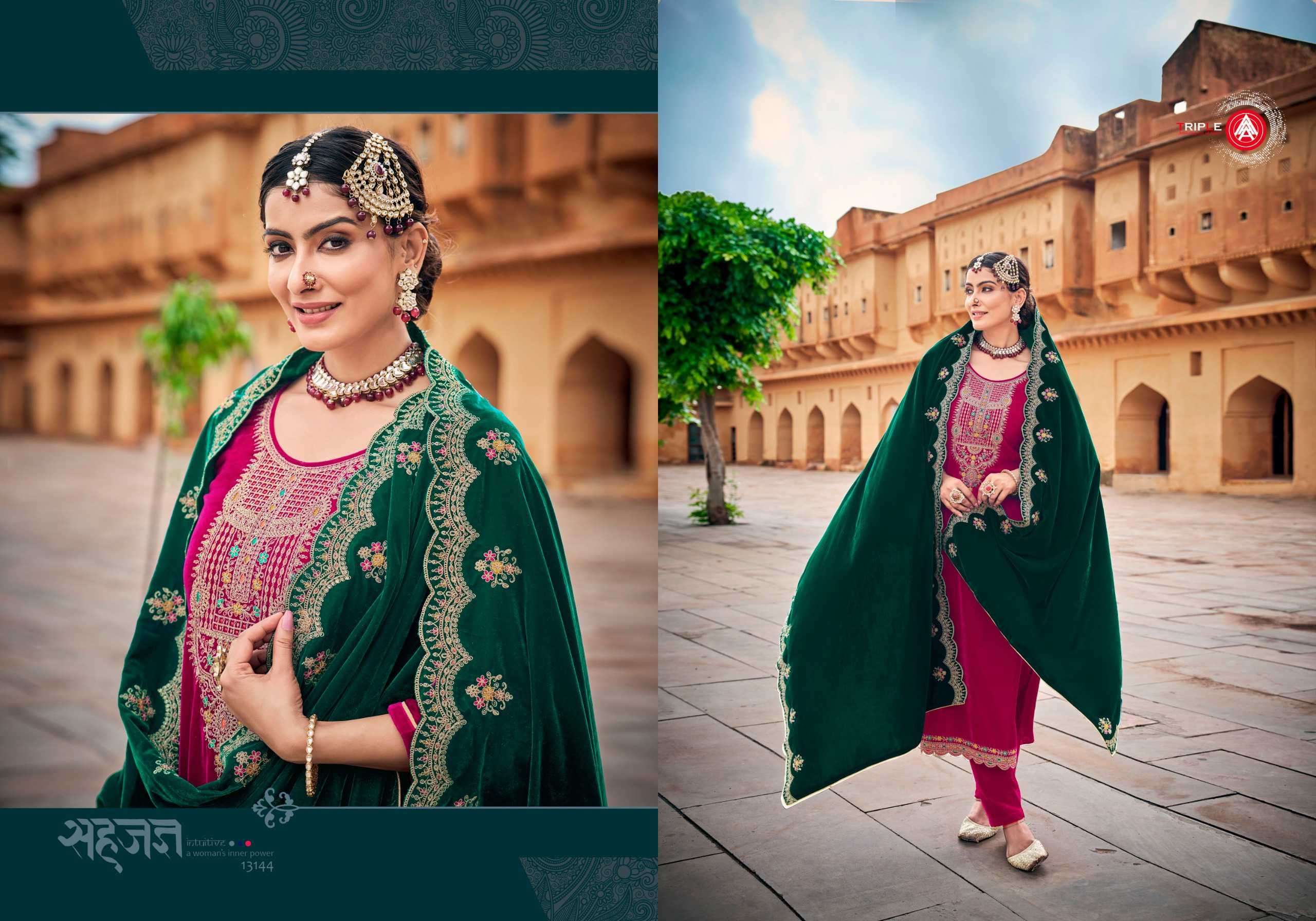 TRIPLE AAA ALAKHNANDA DESIGNER WORK VELVET SUIT CATALOGUE SUPPLIER 2024