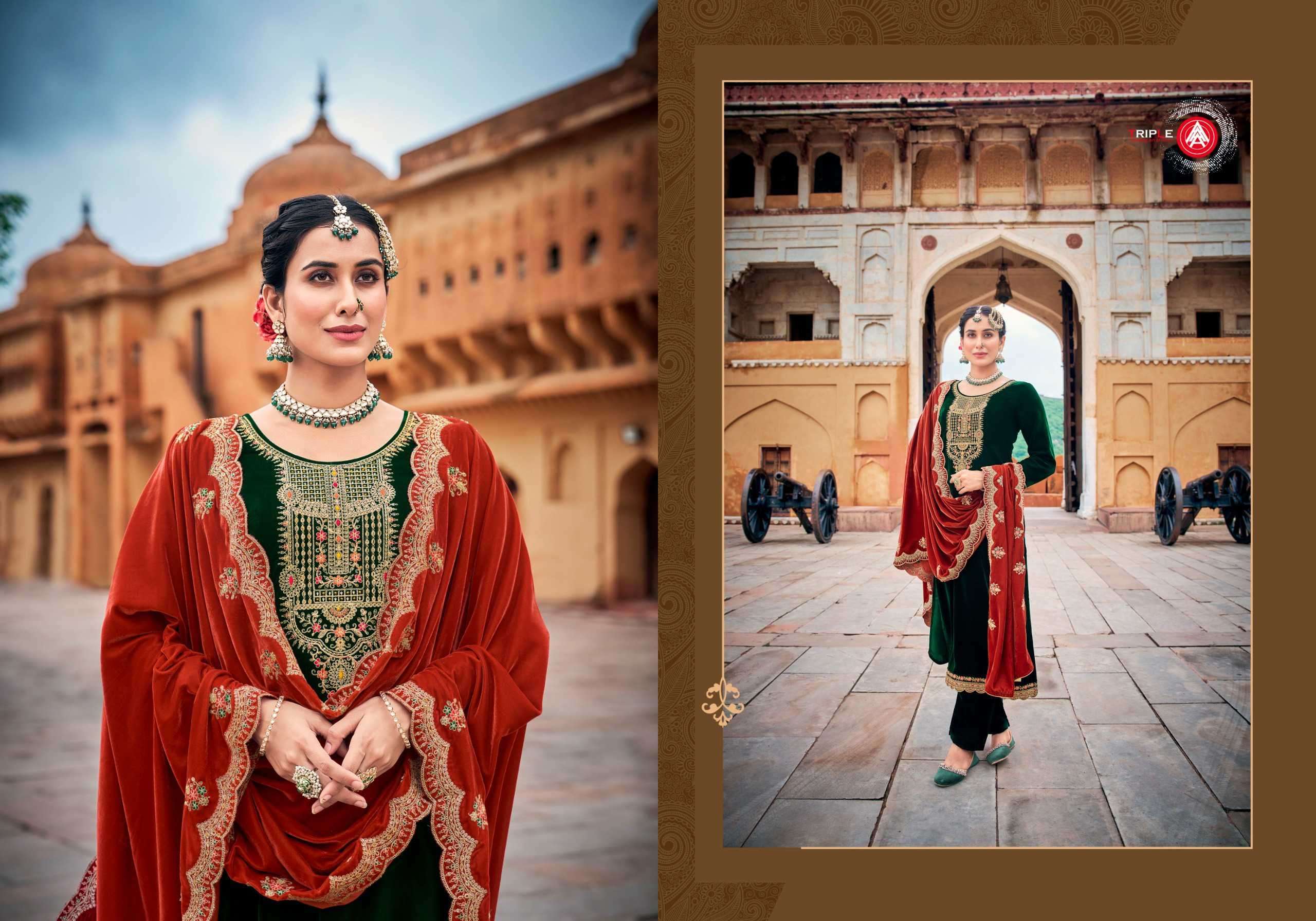 TRIPLE AAA ALAKHNANDA DESIGNER WORK VELVET SUIT CATALOGUE SUPPLIER 2024