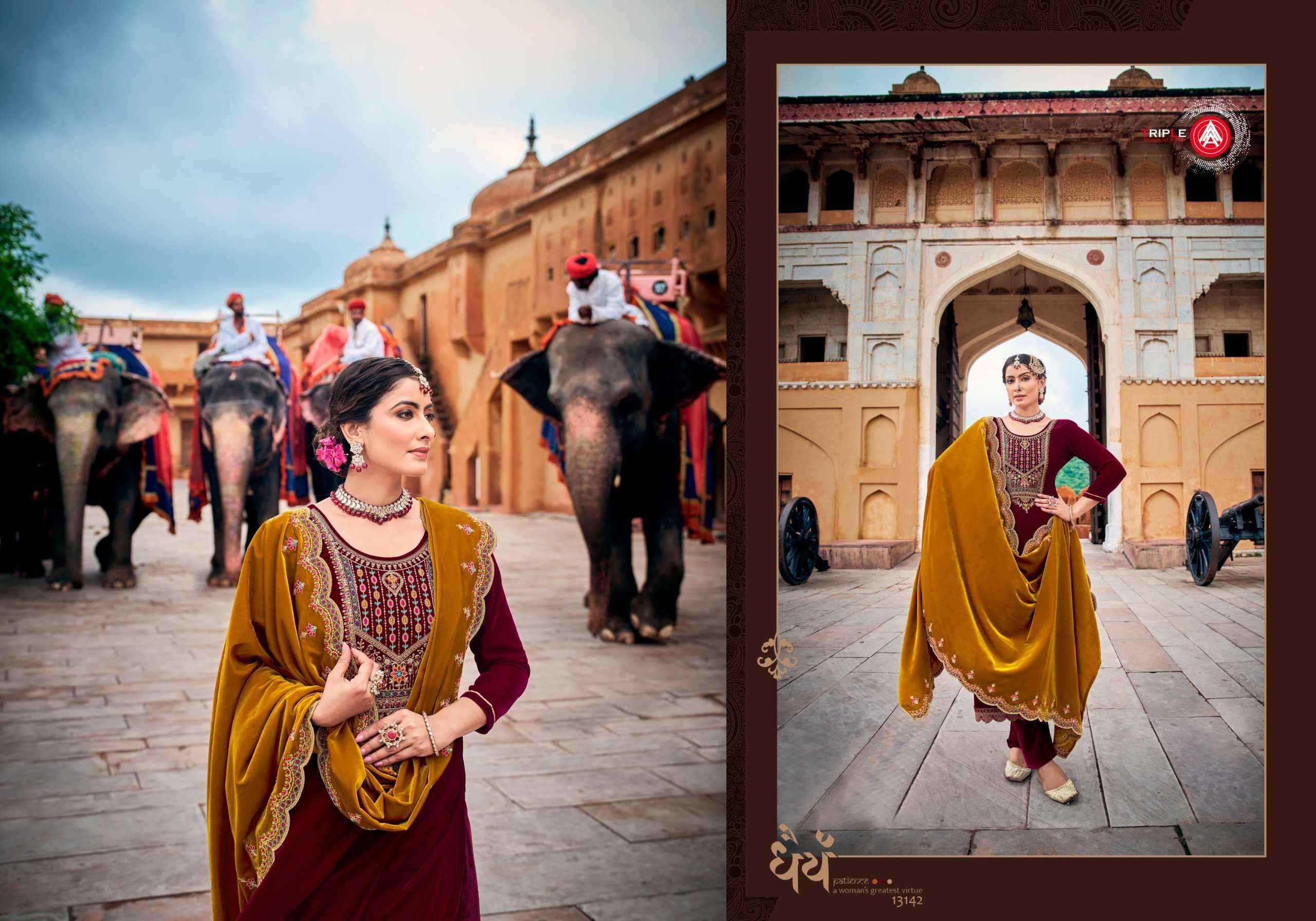 TRIPLE AAA ALAKHNANDA DESIGNER WORK VELVET SUIT CATALOGUE SUPPLIER 2024