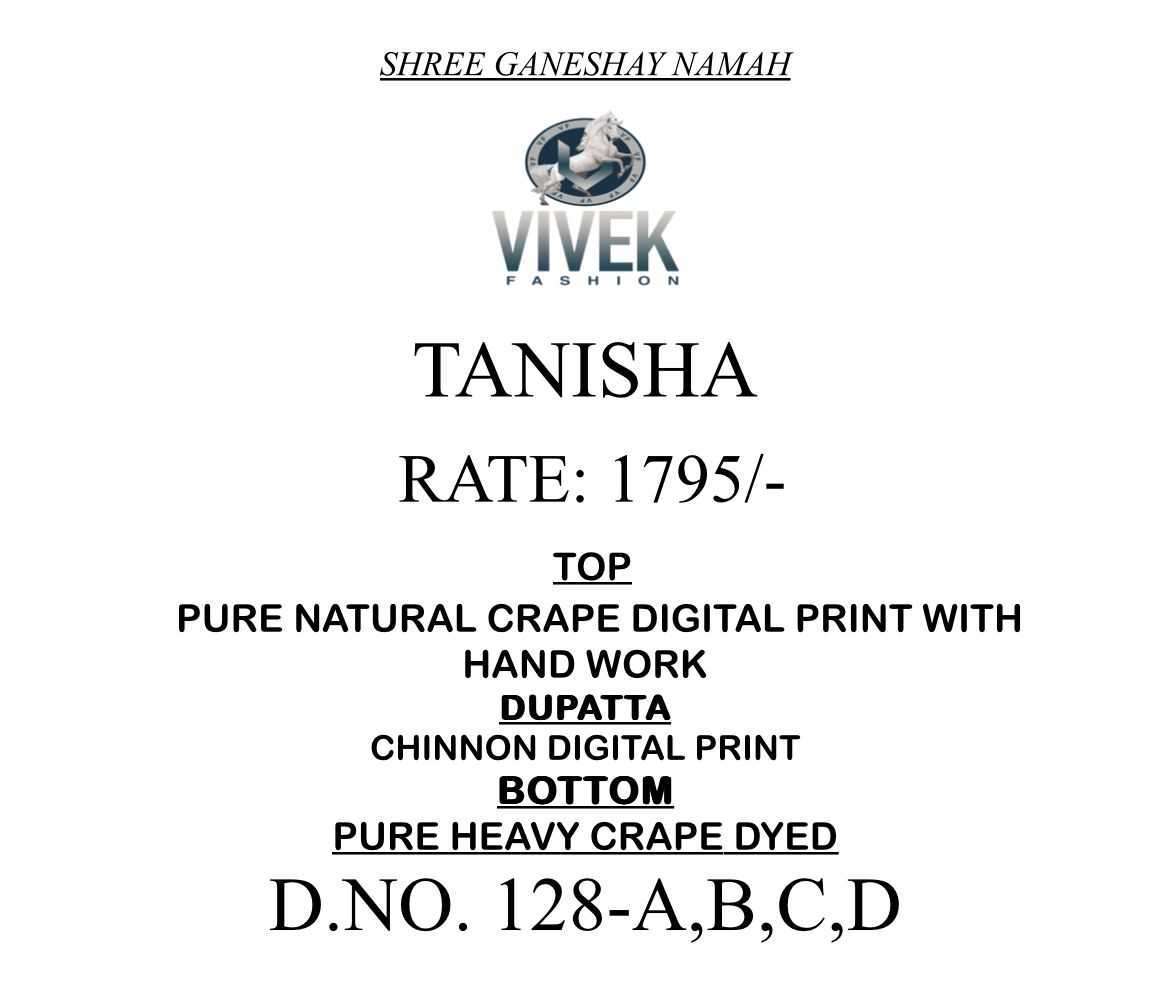 VIVEK FASHION TANISHA DIGITAL PRINTS CRAPE SUIT CATALOG EXPORTER 