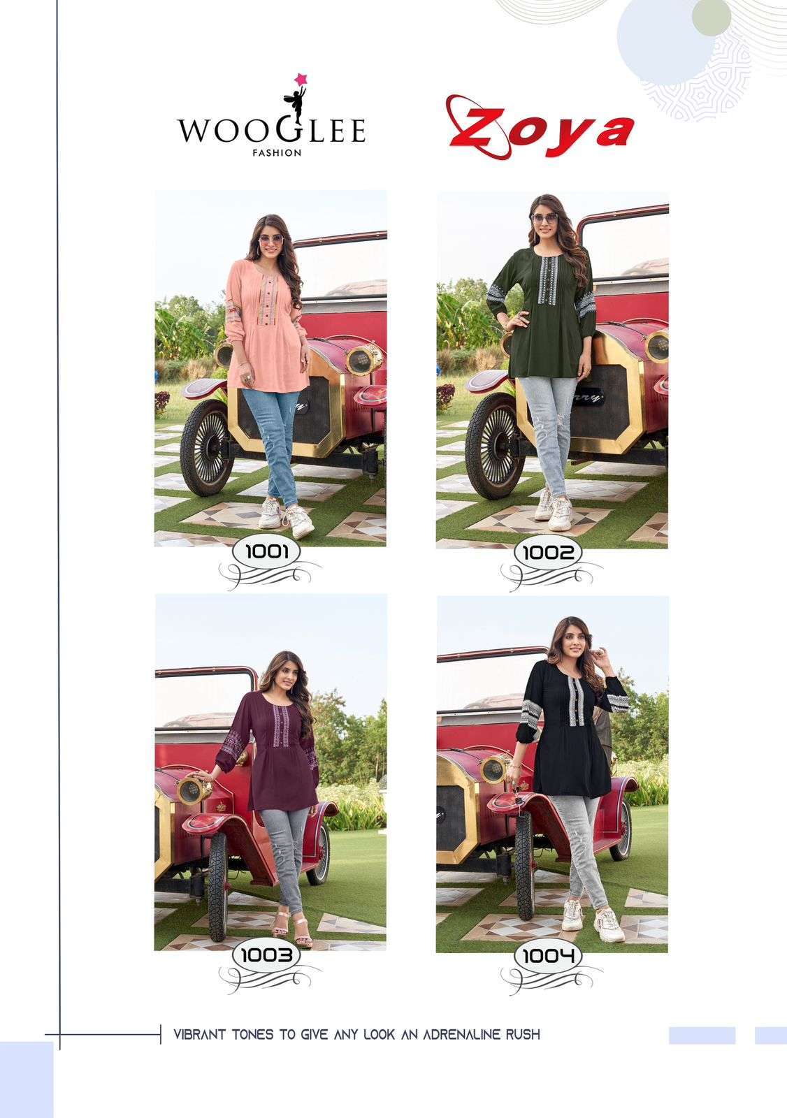 WOOGLEE ZOYA RAYON WRINKLE PATTERN SHORT TOPS CATALOG SUPPLIER 2024