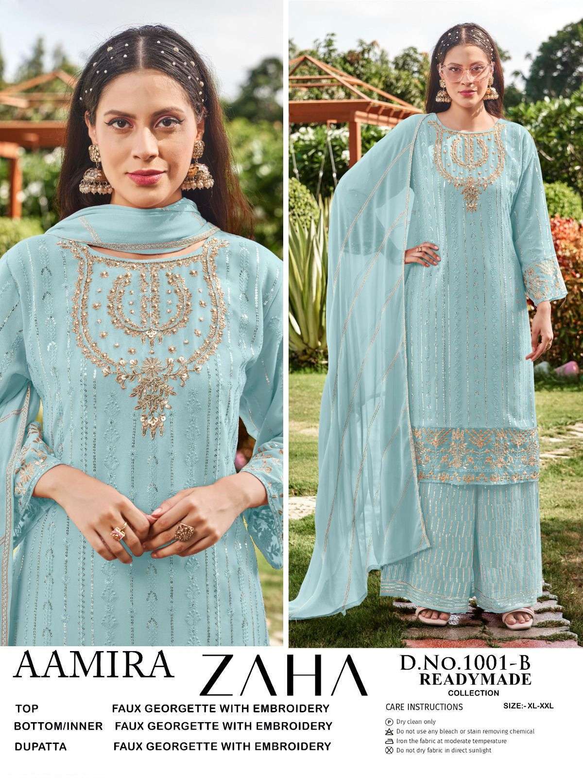 ZAHA AAMIRA 1001 COLORS READYNADE PAKISTANI GEORGETTE SUIT EXPORTER 2024
