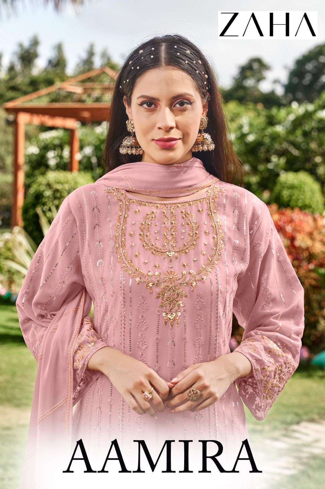 ZAHA AAMIRA 1001 COLORS READYNADE PAKISTANI GEORGETTE SUIT EXPORTER 2024