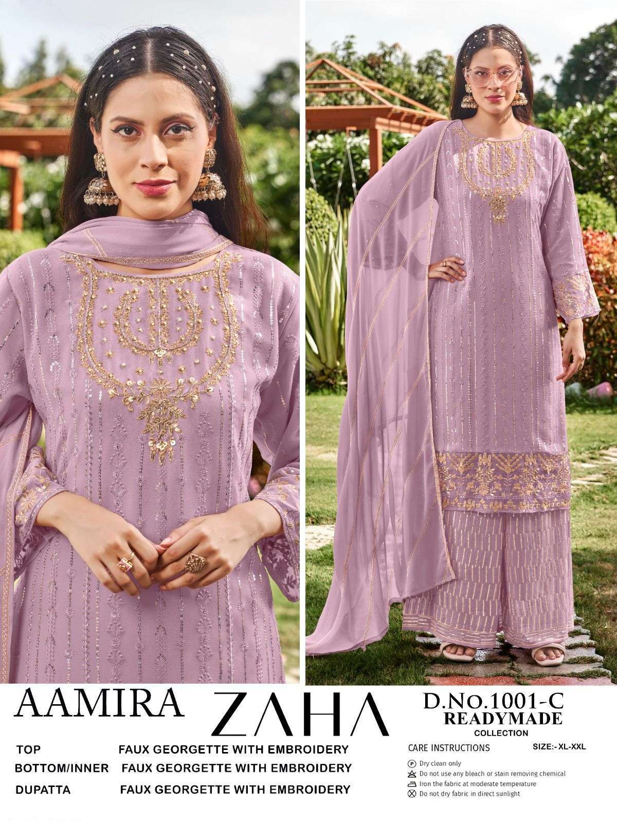 ZAHA AAMIRA 1001 COLORS READYNADE PAKISTANI GEORGETTE SUIT EXPORTER 2024