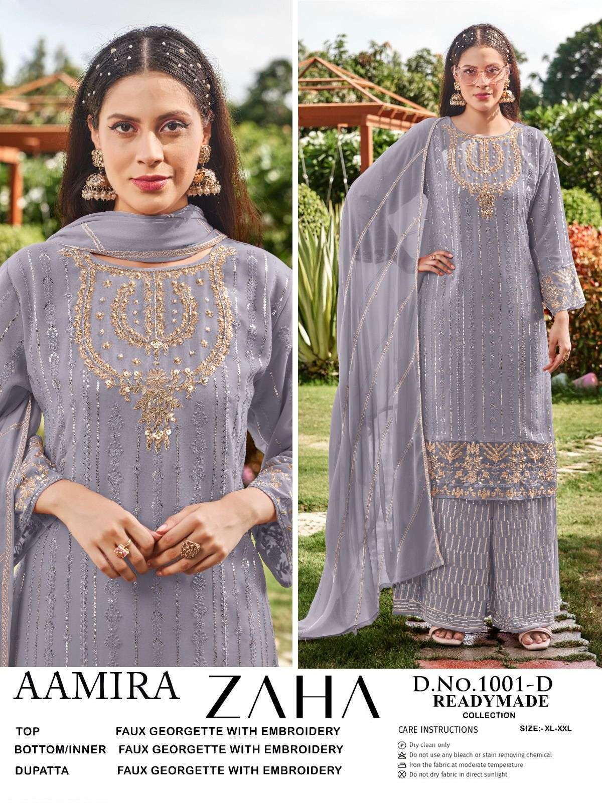 ZAHA AAMIRA 1001 COLORS READYNADE PAKISTANI GEORGETTE SUIT EXPORTER 2024