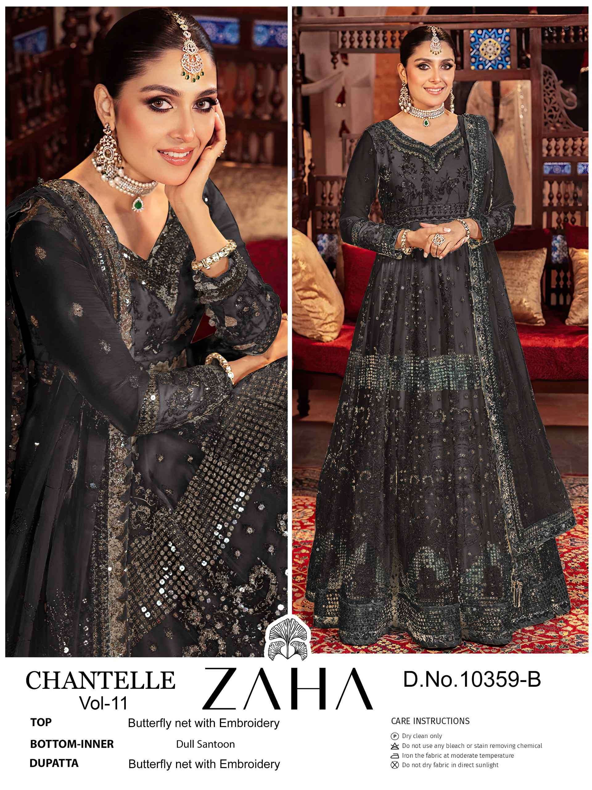 ZAHA CHANTELLE VOL 11 10359 COLORS DESIGN PAKISTANI SUIT WHOLESALE PRICE SURAT 2024