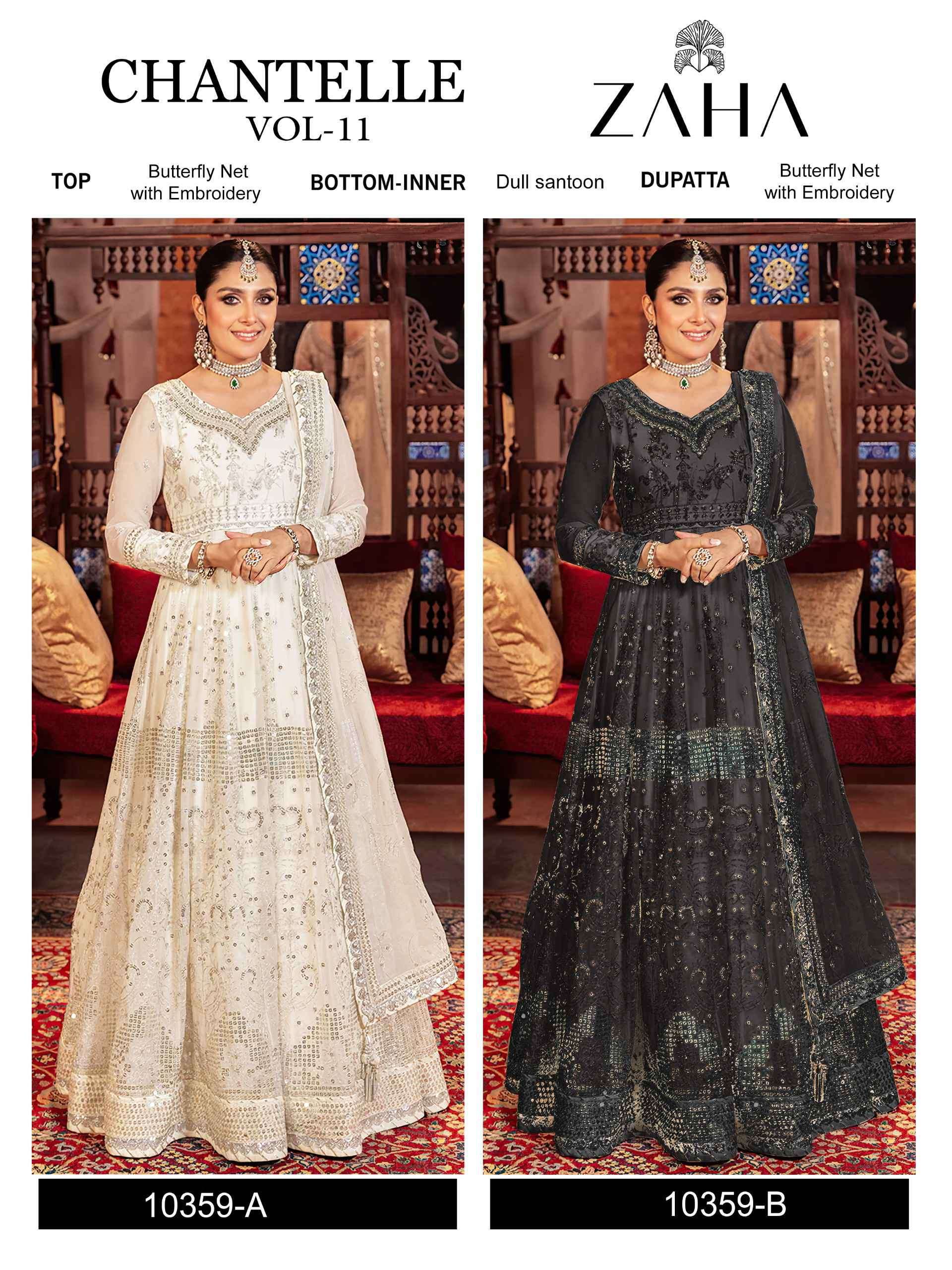 ZAHA CHANTELLE VOL 11 10359 COLORS DESIGN PAKISTANI SUIT WHOLESALE PRICE SURAT 2024