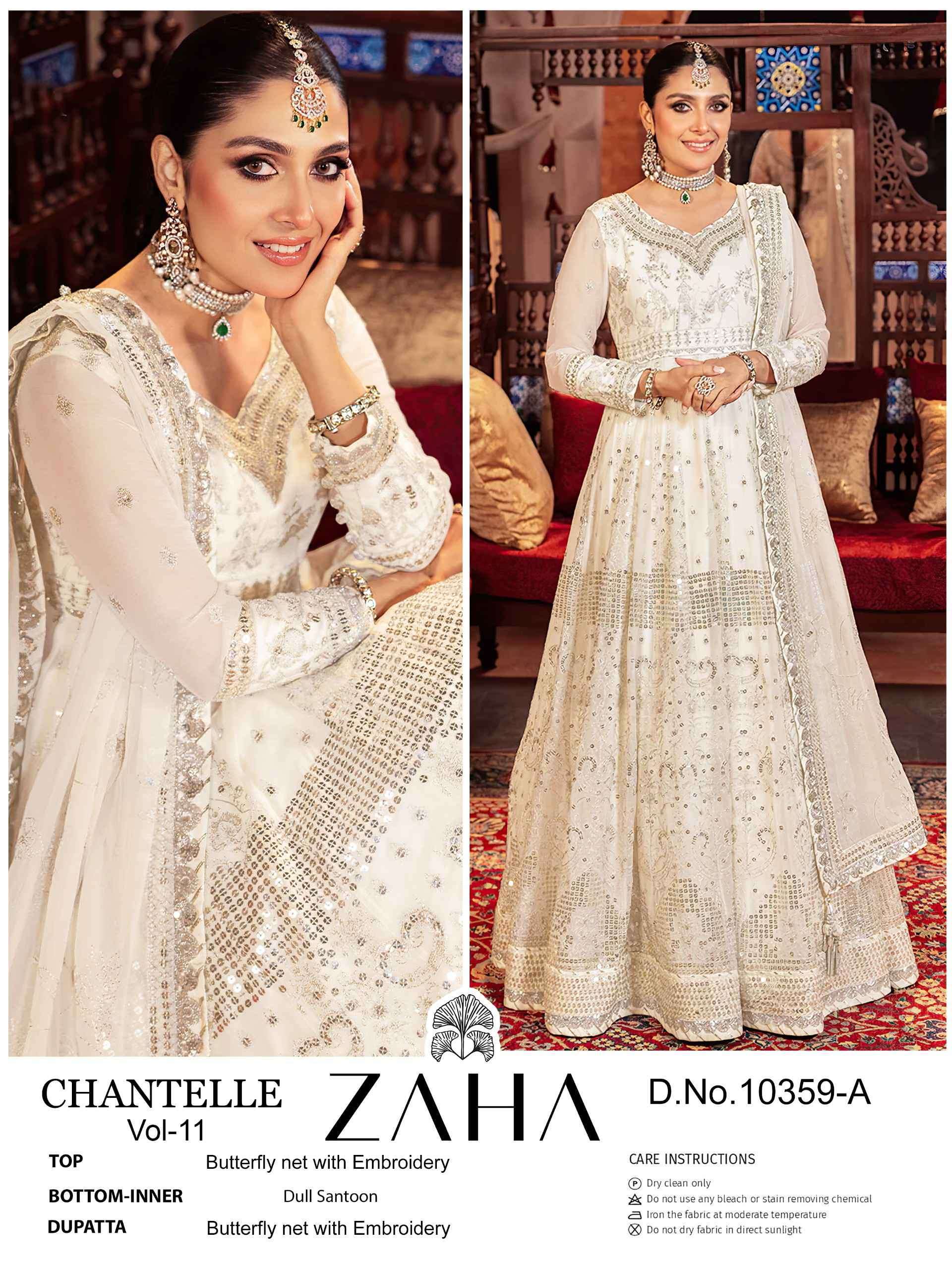 ZAHA CHANTELLE VOL 11 10359 COLORS DESIGN PAKISTANI SUIT WHOLESALE PRICE SURAT 2024