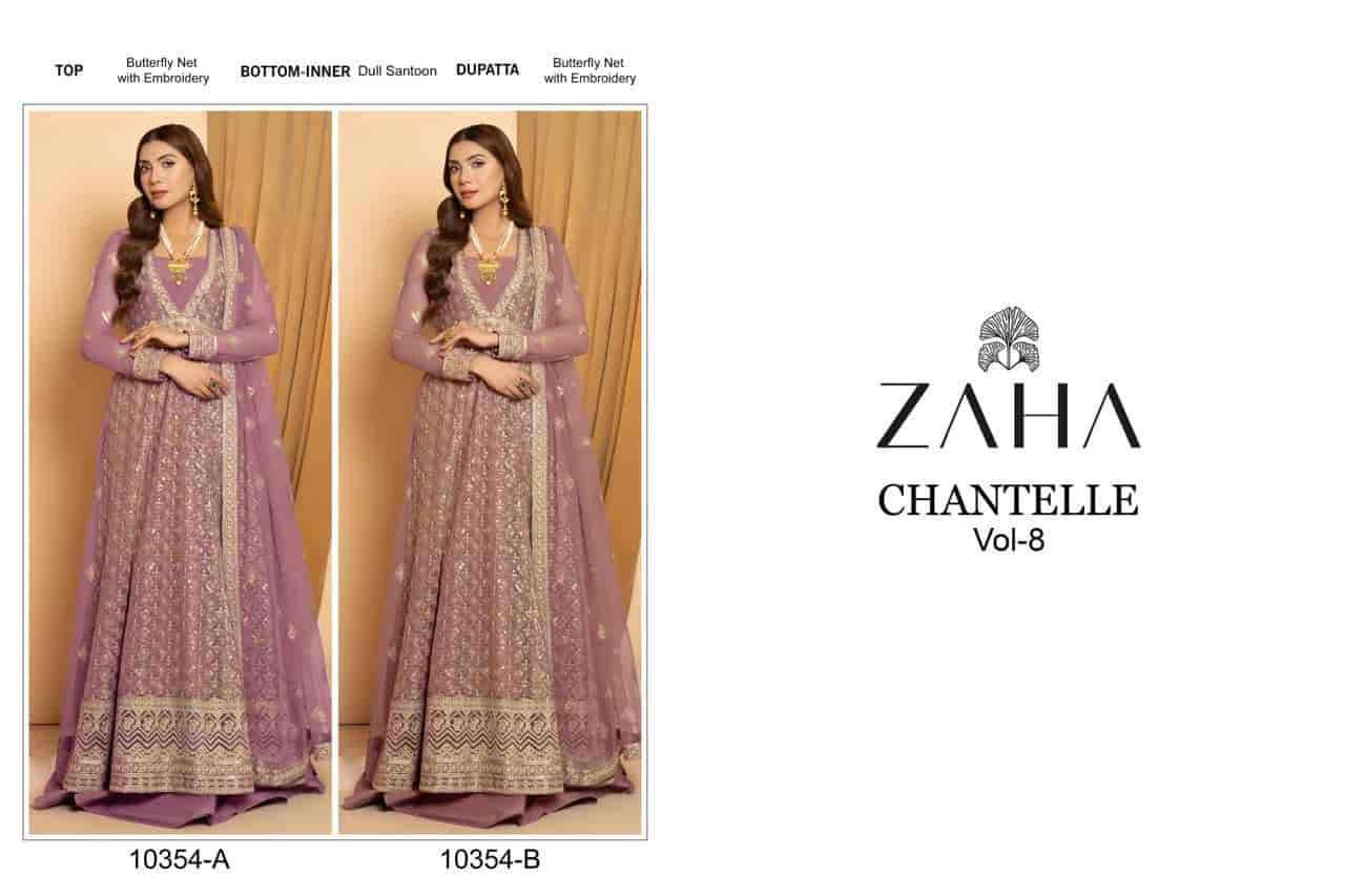 ZAHA CHANTELLE VOL 8 10354 COLORS PAKISTANI STYLE SUIT COLLECTION WHOLESALE PRICE 
