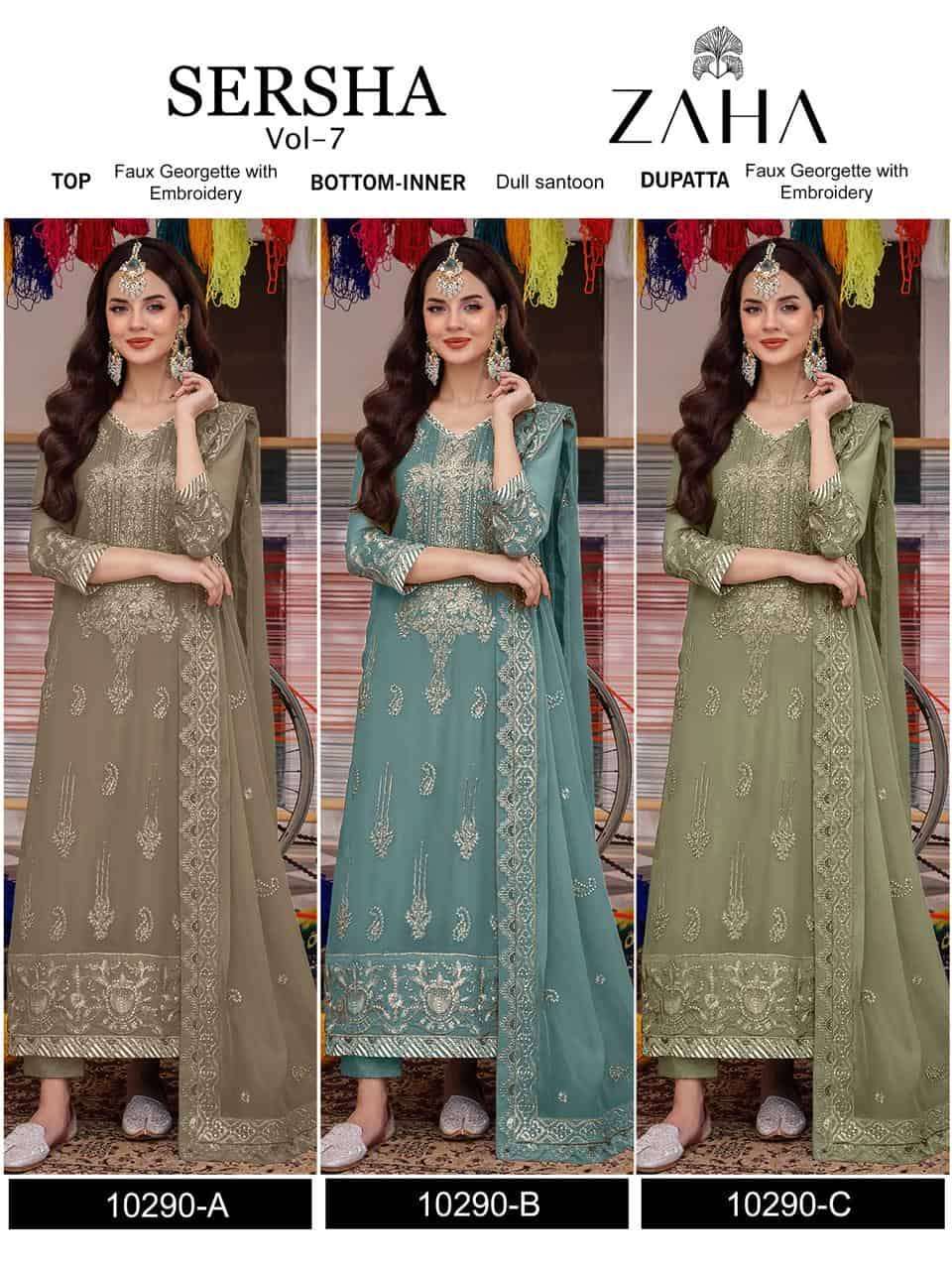 ZAHA SERSHA VOL 7 10290 COLOR PAKISTANI GEORGETTE SALWER KAMEEZ CATALOG SUPPLIER 
