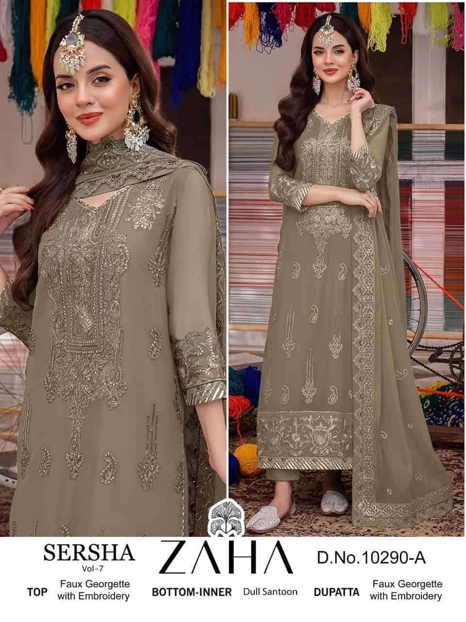 ZAHA SERSHA VOL 7 10290 COLOR PAKISTANI GEORGETTE SALWER KAMEEZ CATALOG SUPPLIER 