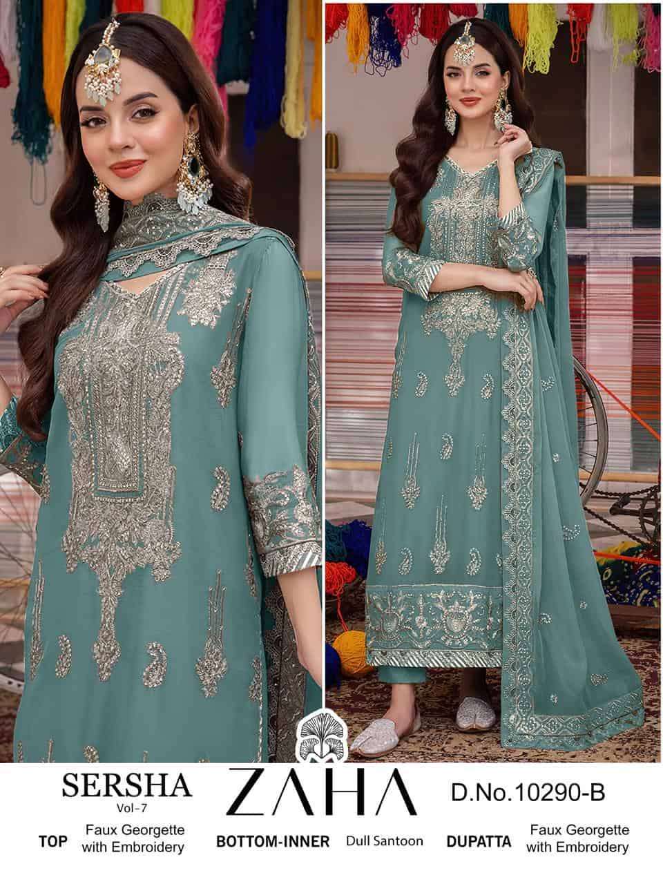ZAHA SERSHA VOL 7 10290 COLOR PAKISTANI GEORGETTE SALWER KAMEEZ CATALOG SUPPLIER 