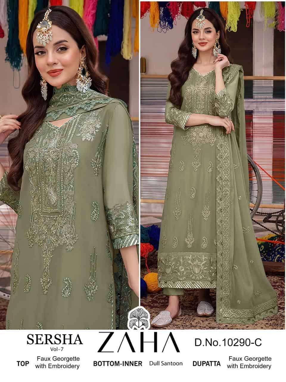 ZAHA SERSHA VOL 7 10290 COLOR PAKISTANI GEORGETTE SALWER KAMEEZ CATALOG SUPPLIER 
