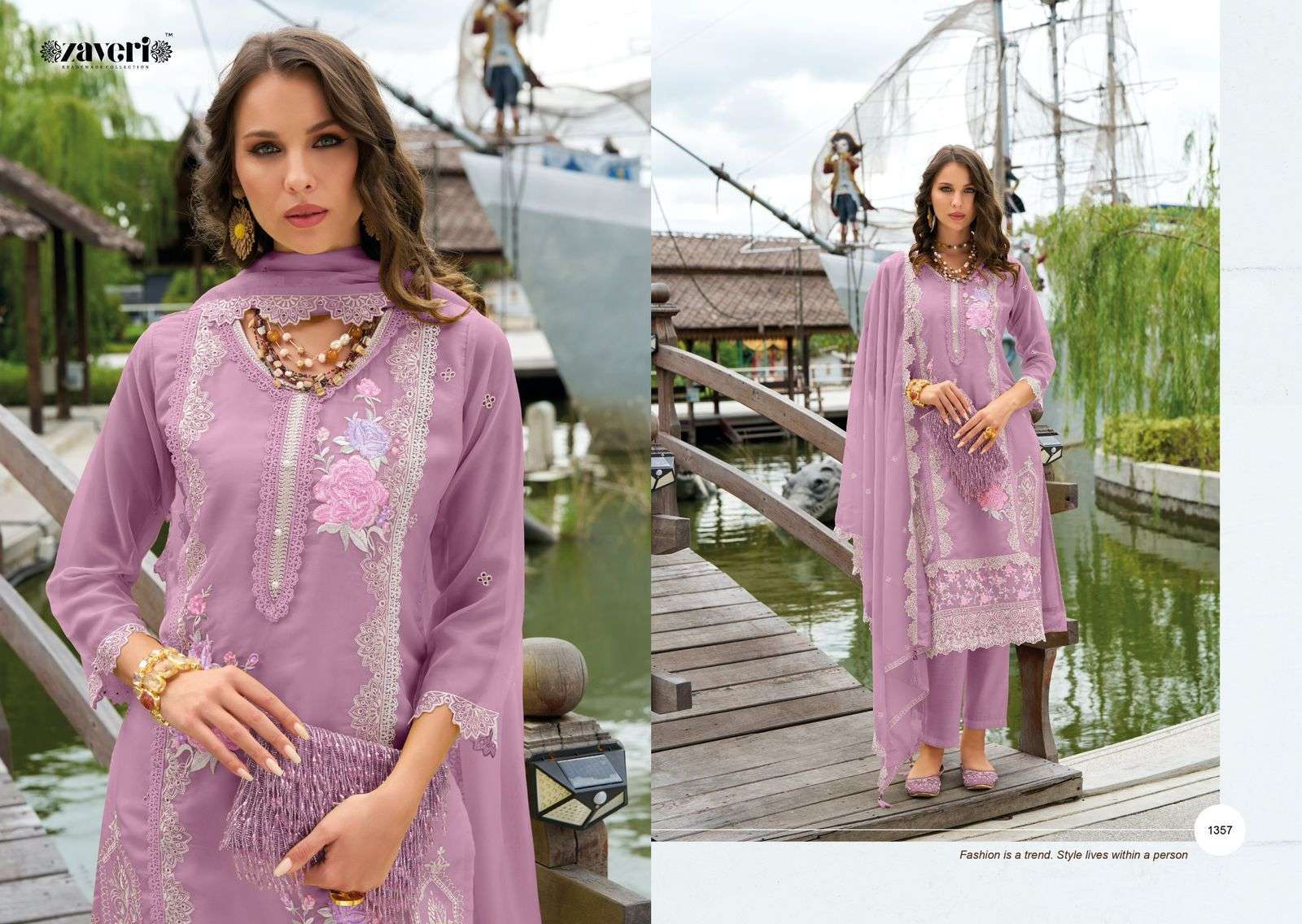 ZAVERI AANCHAL READYMADE ORGANZA 3 PIECE SET CATALOG EXPORTER BEST RATE 