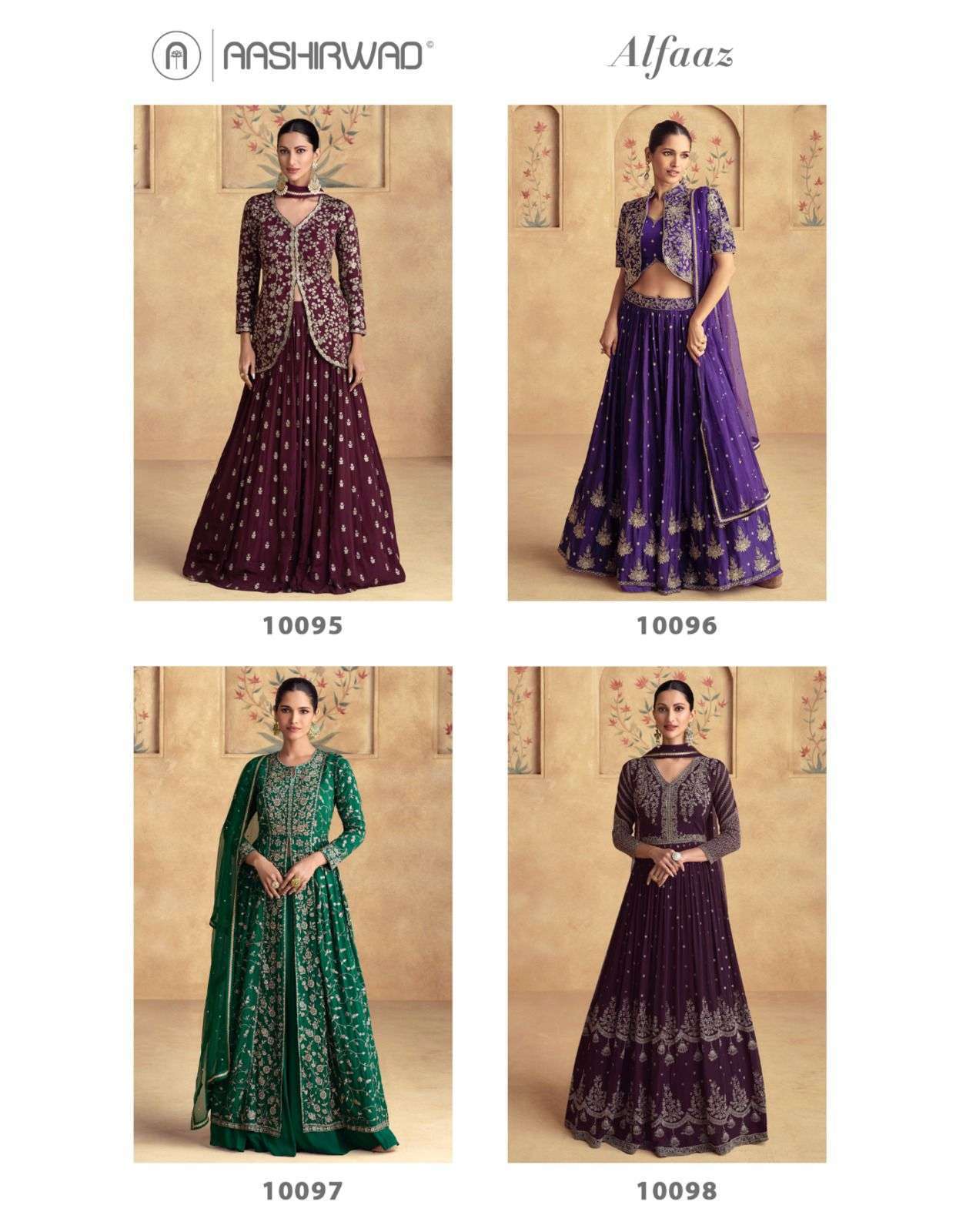 AASHIRWAD ALFAAZ 10095 TO 10098 LATEST DESIGNER DRESS CATALOGUE EXPORTER 