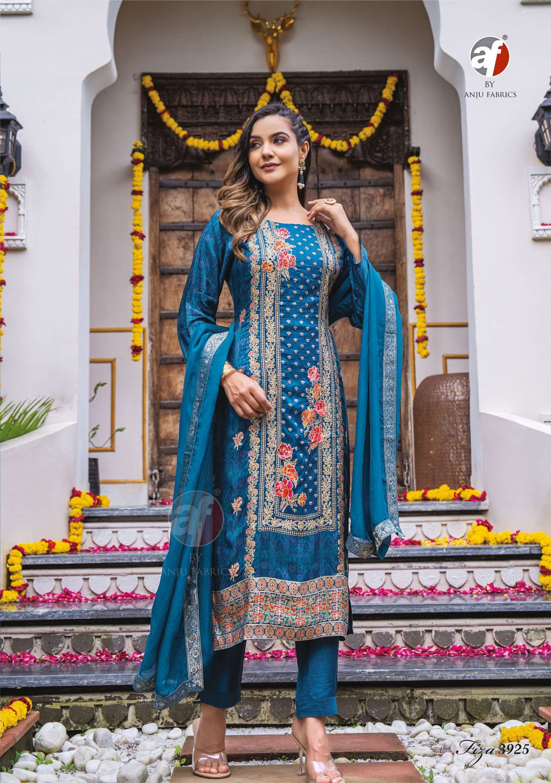 AF STOCK OUT FIZA VOL 2 ANJU FABRIC KURTI PANT WITH DUPATTA LATEST CATALOGUE 2024